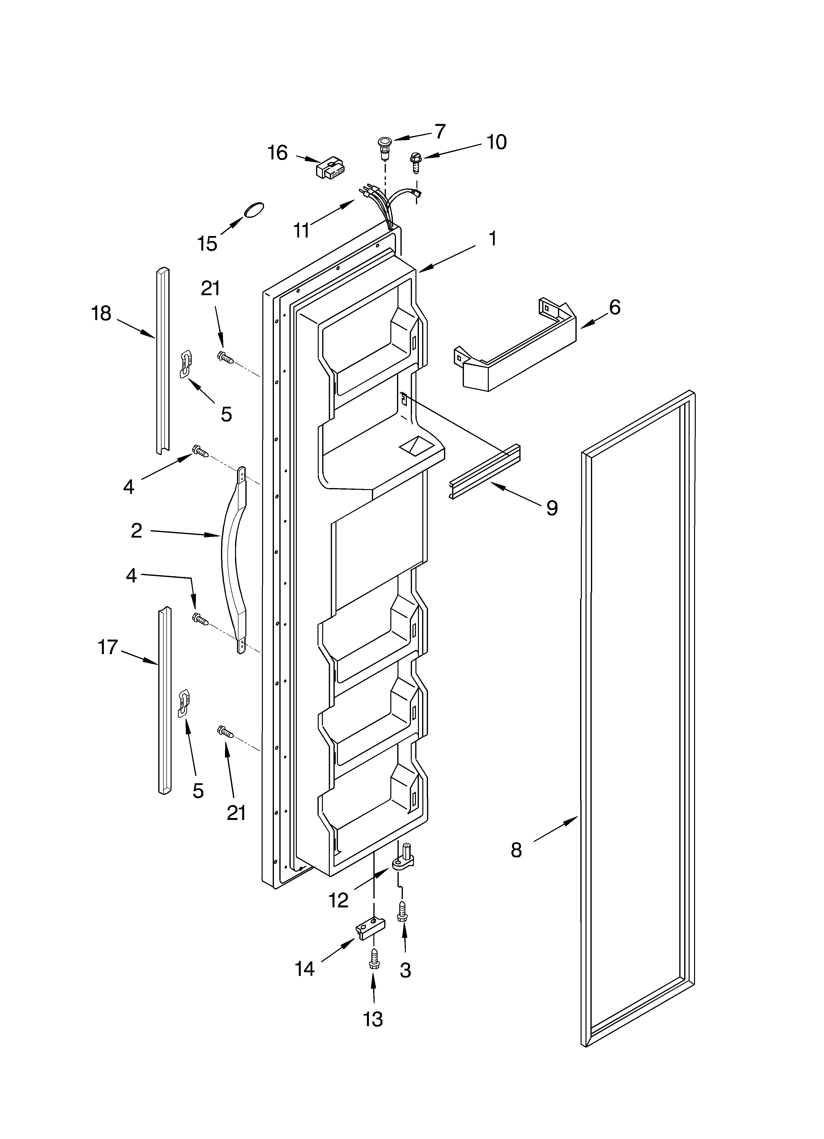 Whirlpool GD5LHGXLB02 freezer door diagram