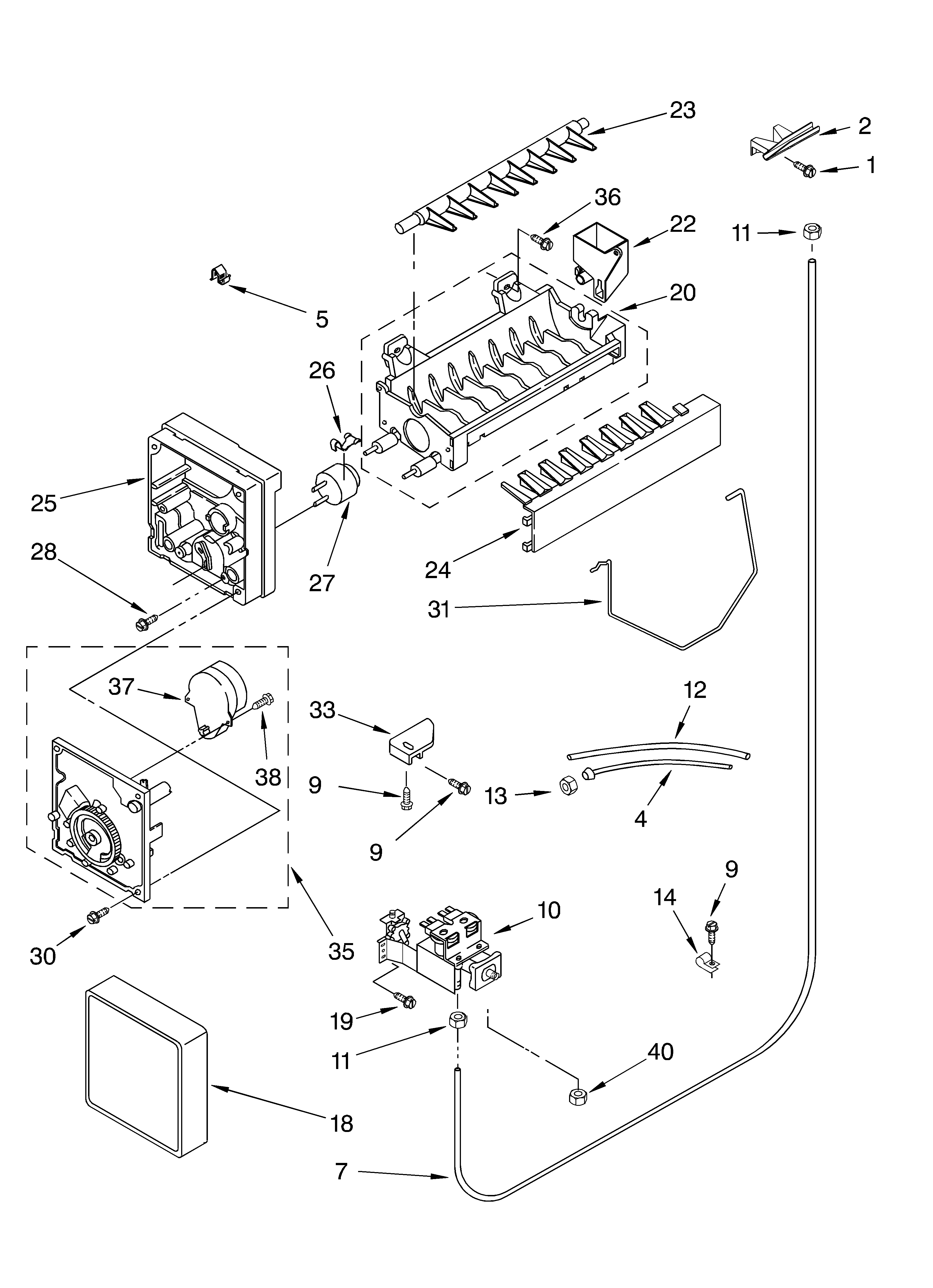 Whirlpool GD5LHGXLB02 ice maker/optional diagram