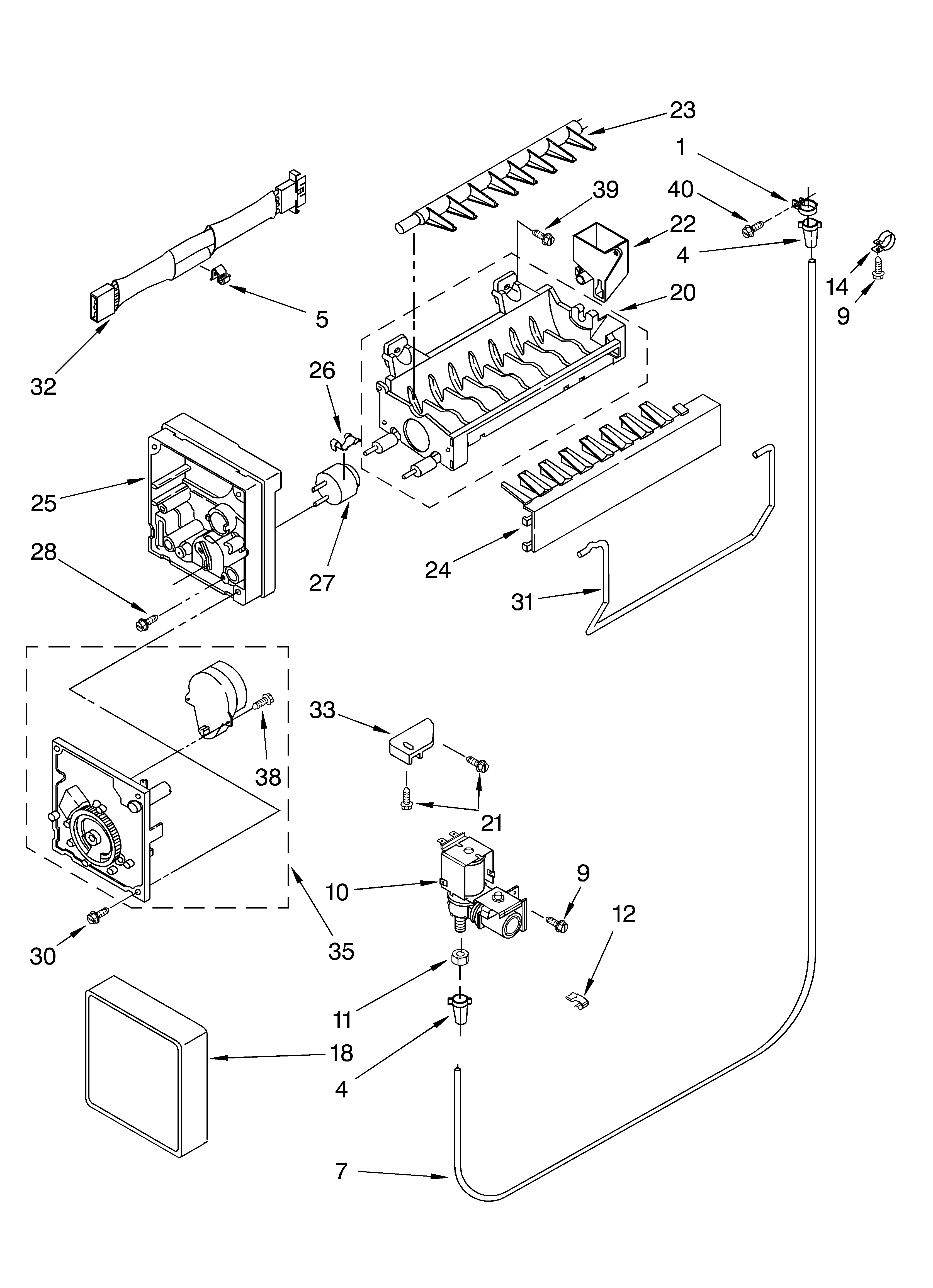 Whirlpool ET1RHMXKQ02 ice maker diagram