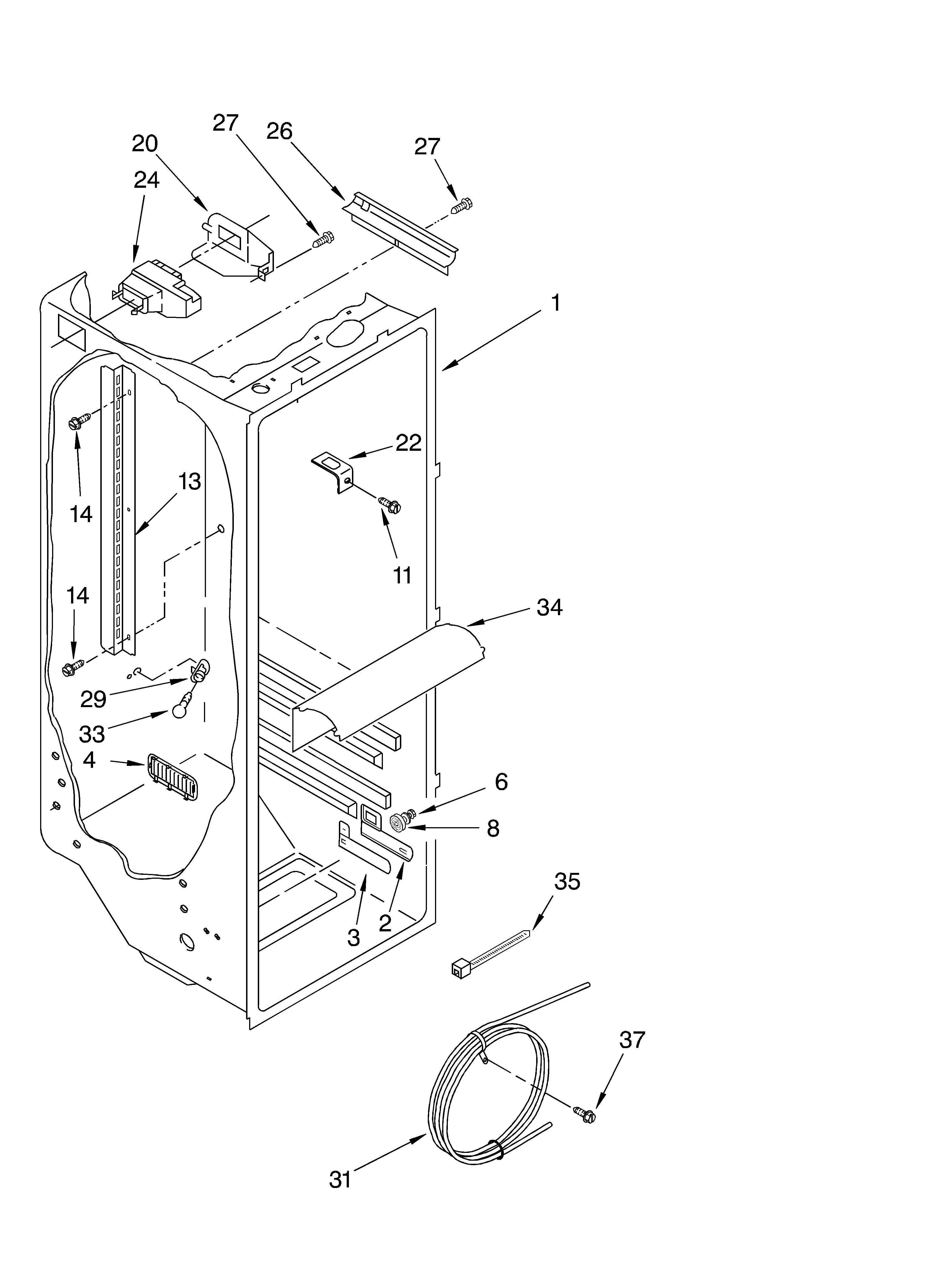 Whirlpool ED2NTQXKT04 refrigerator liner diagram