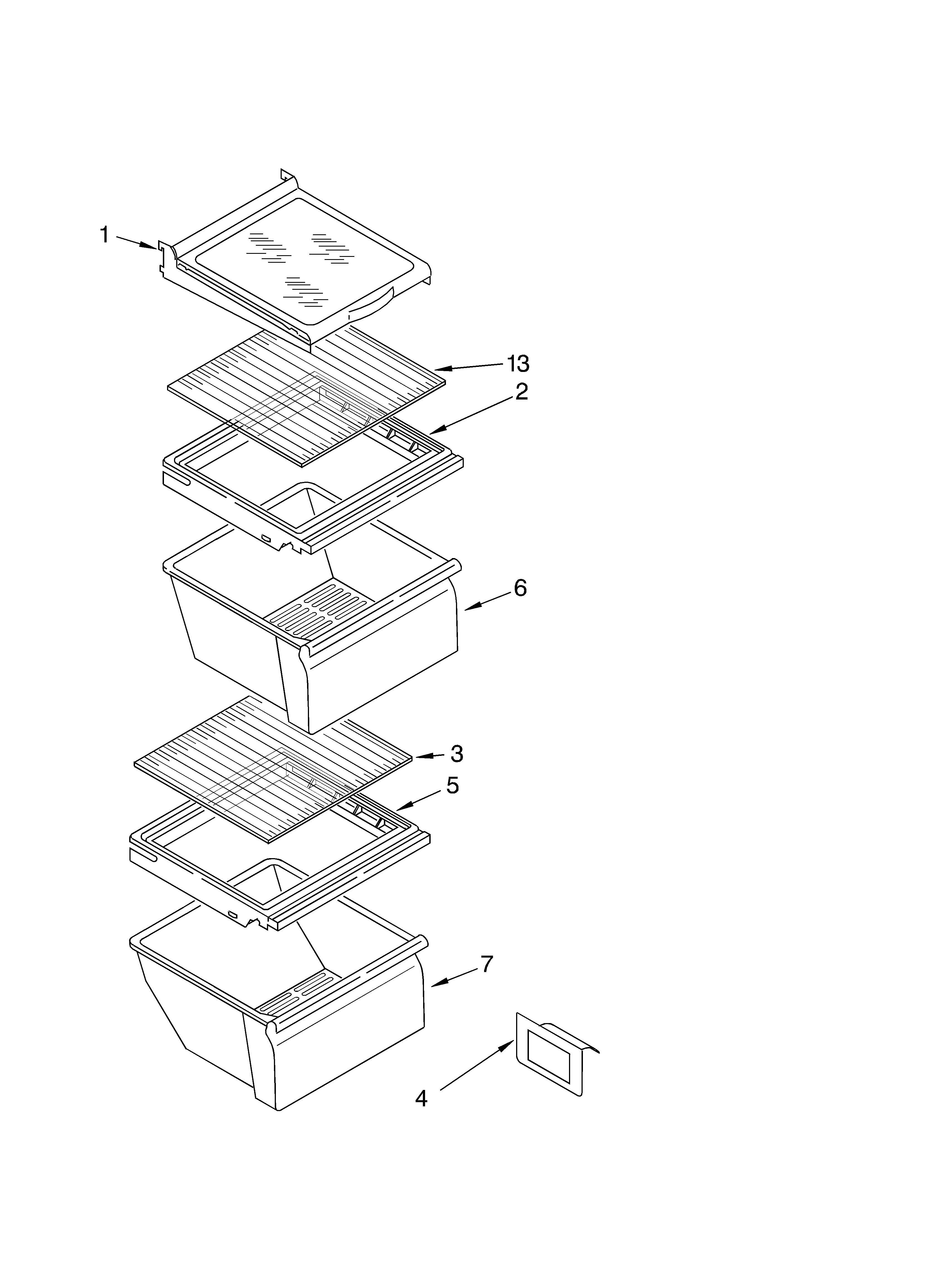Whirlpool ED2NTQXKT04 refrigerator shelf diagram