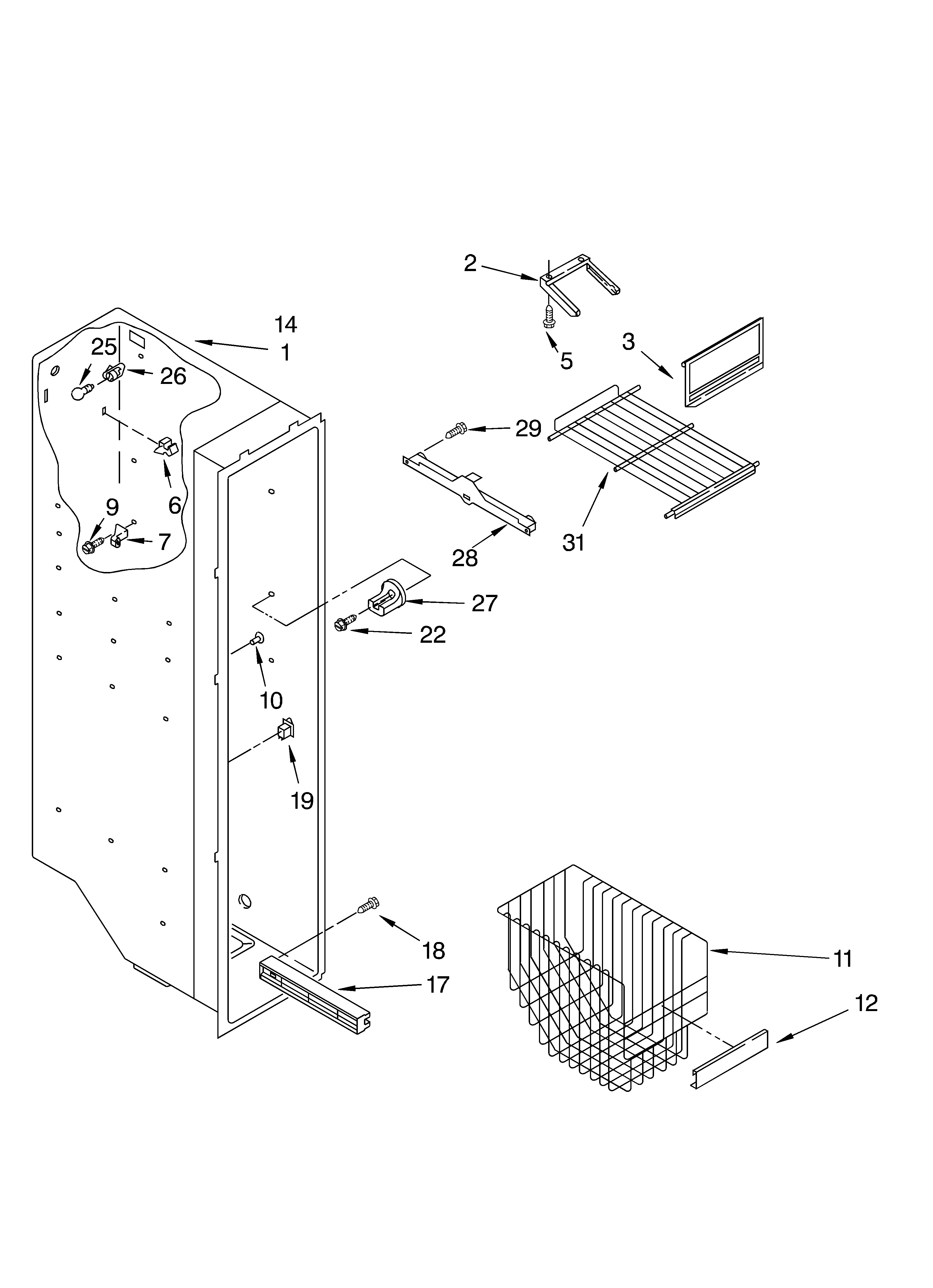 Whirlpool ED2NTQXKT04 freezer liner diagram