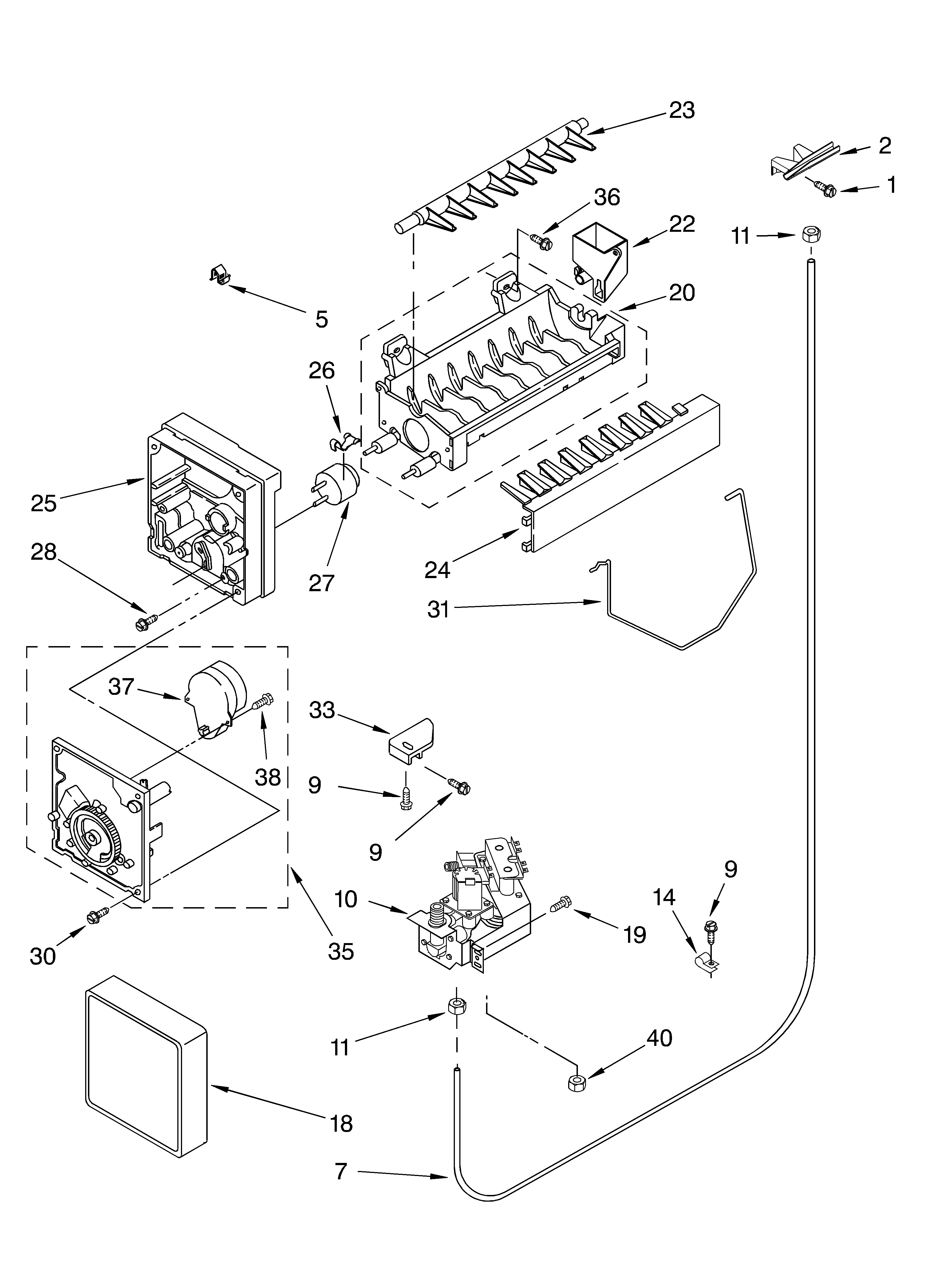 Whirlpool ED2NTQXKT04 ice maker/optional diagram