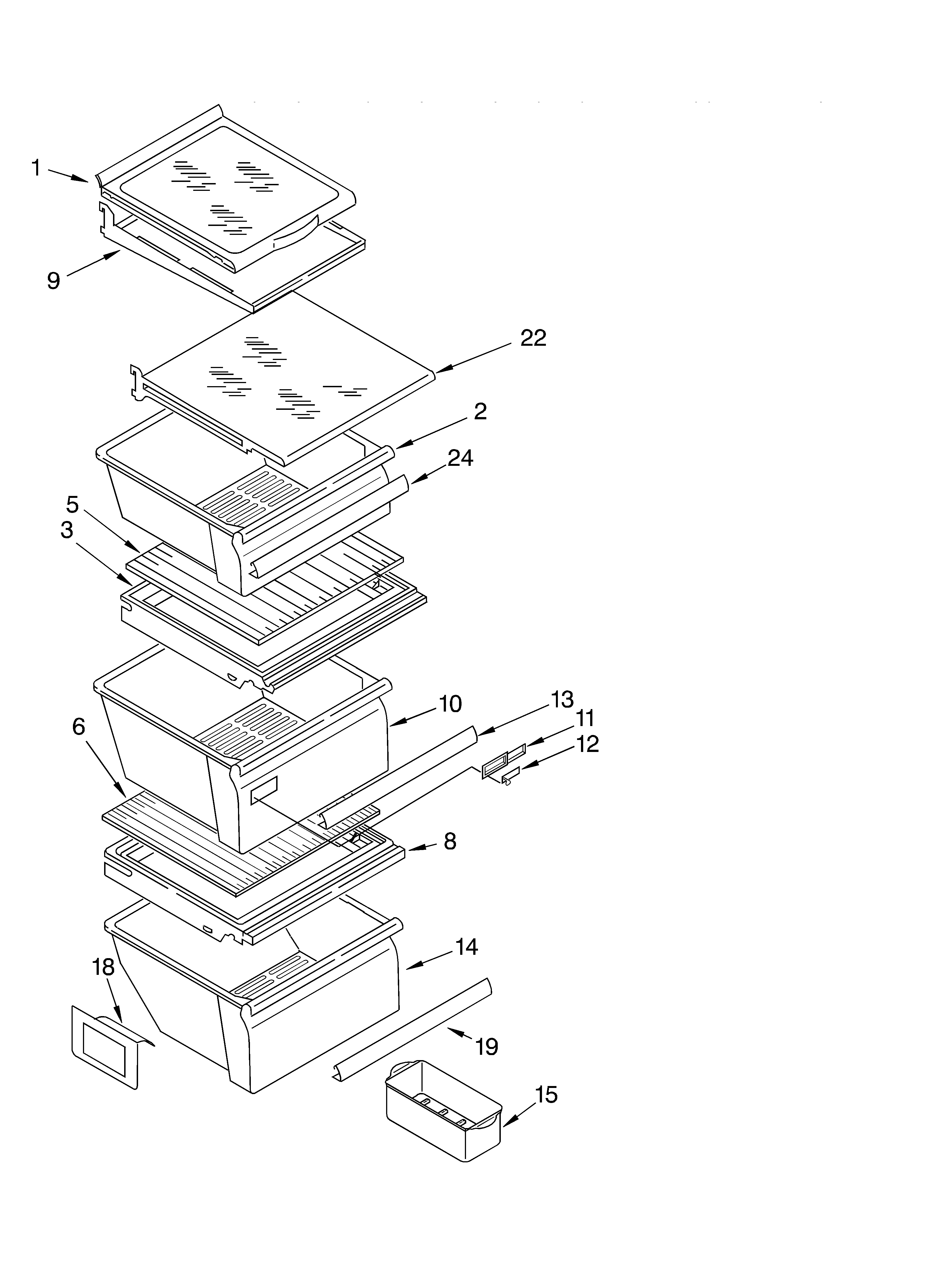 Whirlpool GS2SHGXLS01 refrigerator shelf diagram