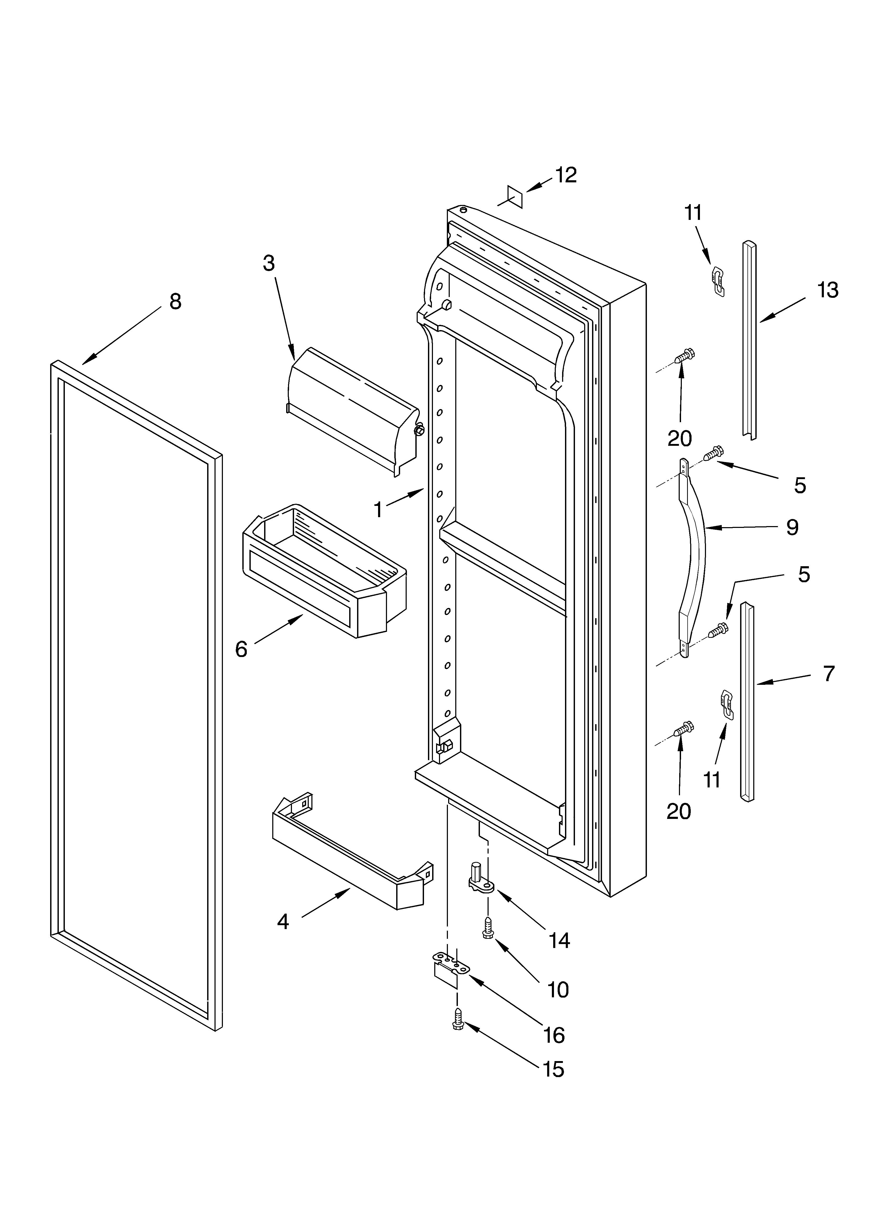 Whirlpool GS2SHGXLS01 refrigerator door diagram