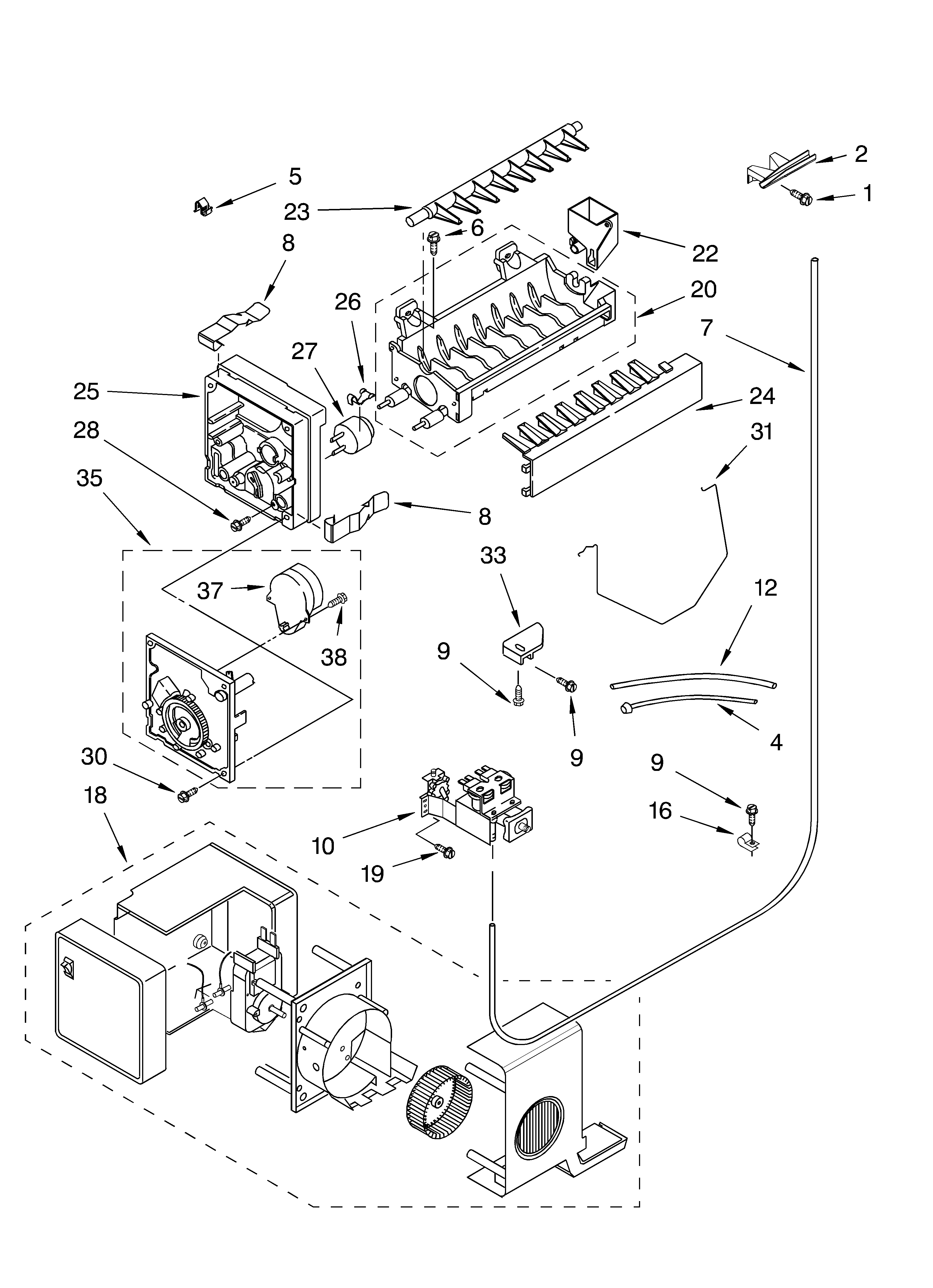 Whirlpool GS2SHGXLS01 ice maker diagram
