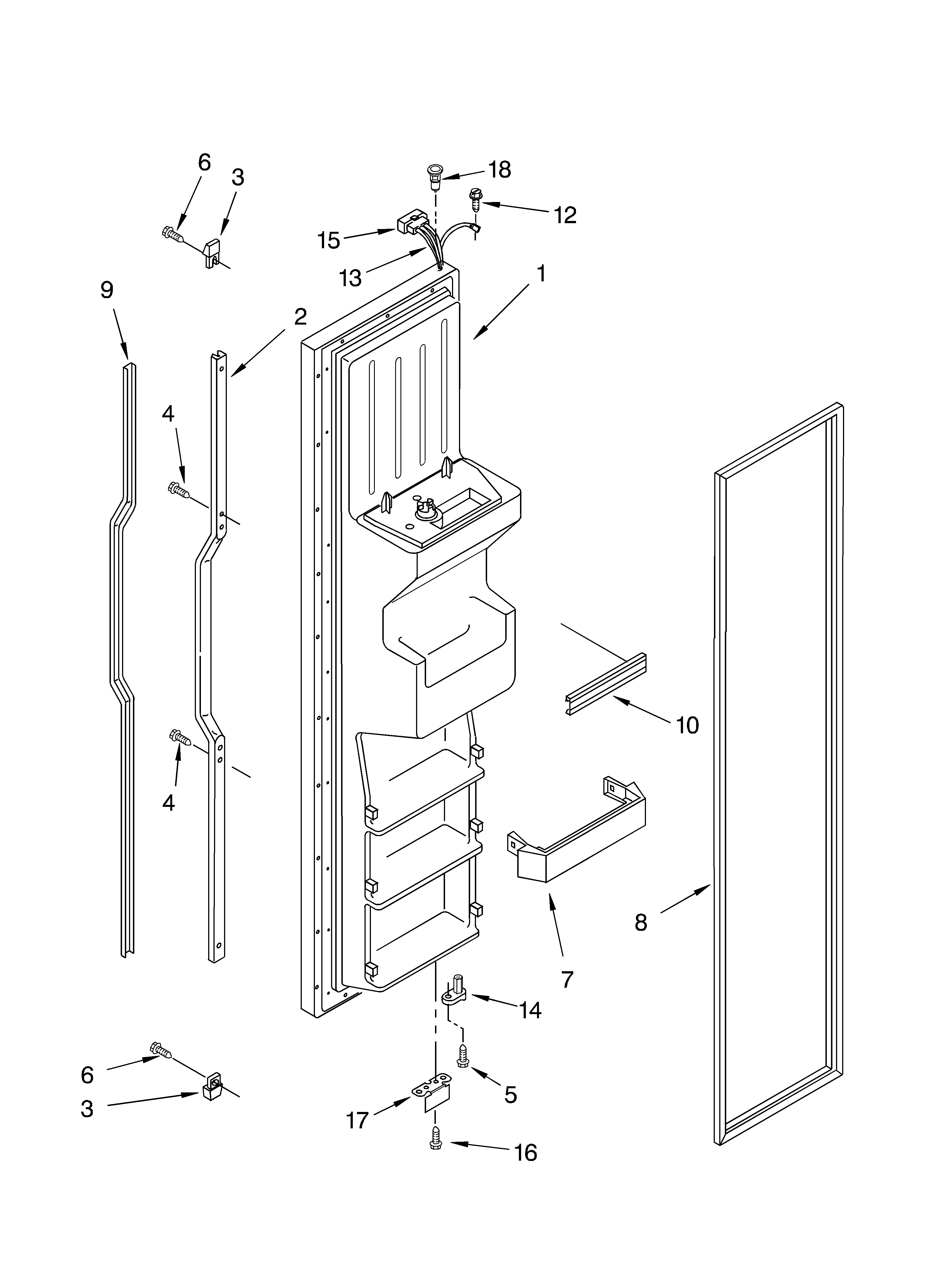 KitchenAid KSRG25FKBT04 freezer door diagram