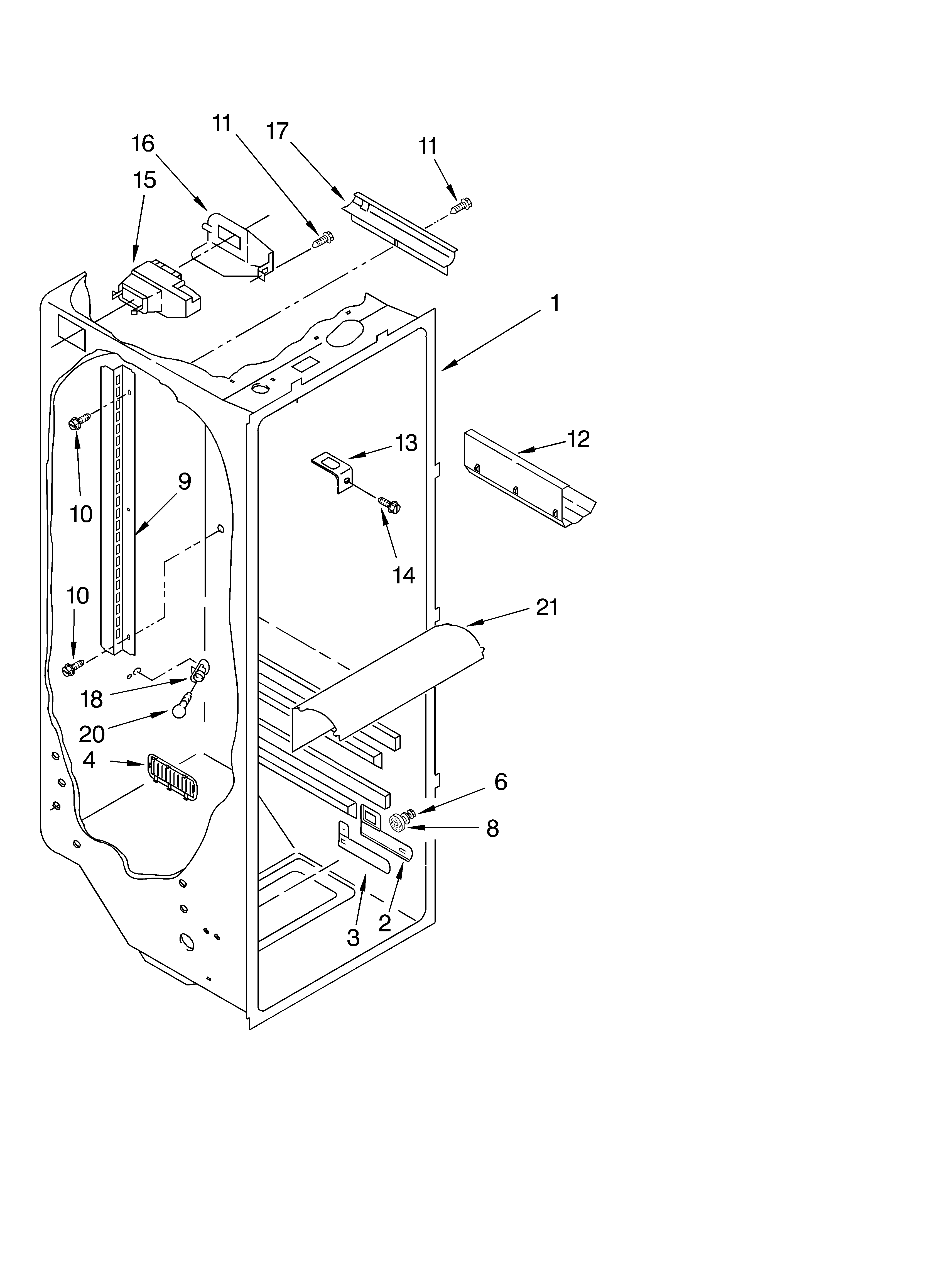 Whirlpool GD2SHKXKQ01 refrigerator liner diagram