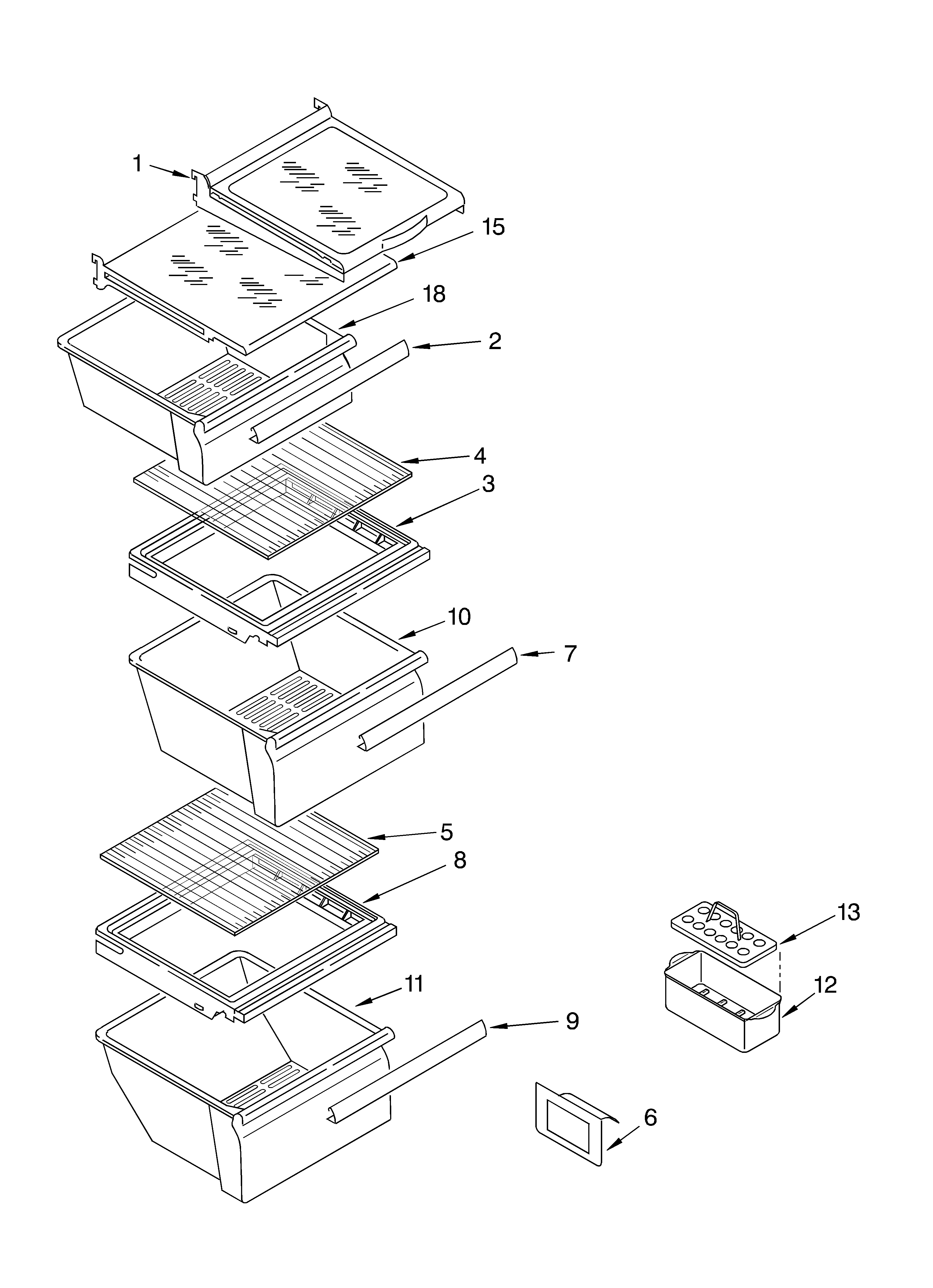 Whirlpool 4YED2FHQKT01 refrigerator shelf diagram