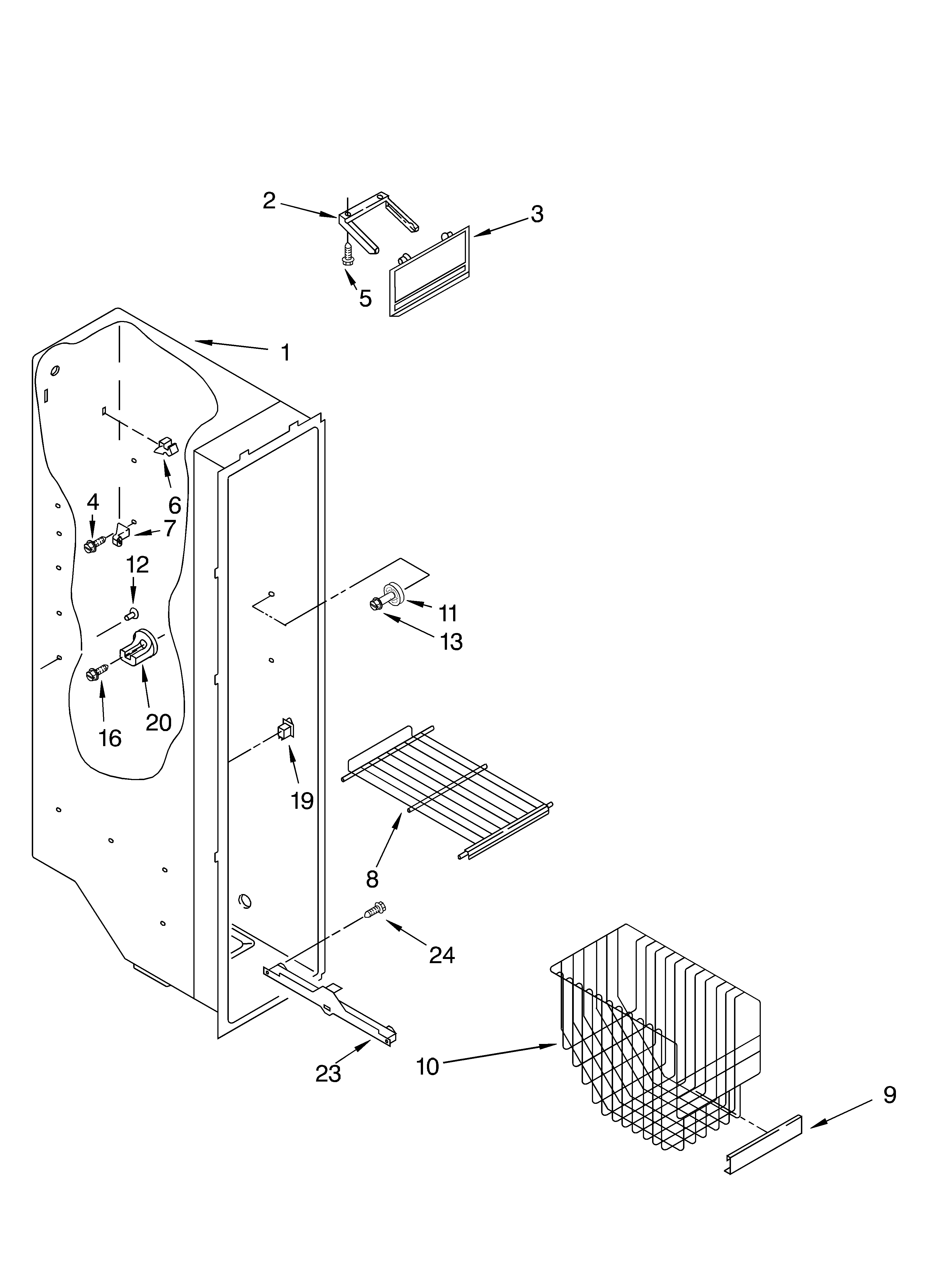 Whirlpool 4YED2FHQKT01 freezer liner diagram