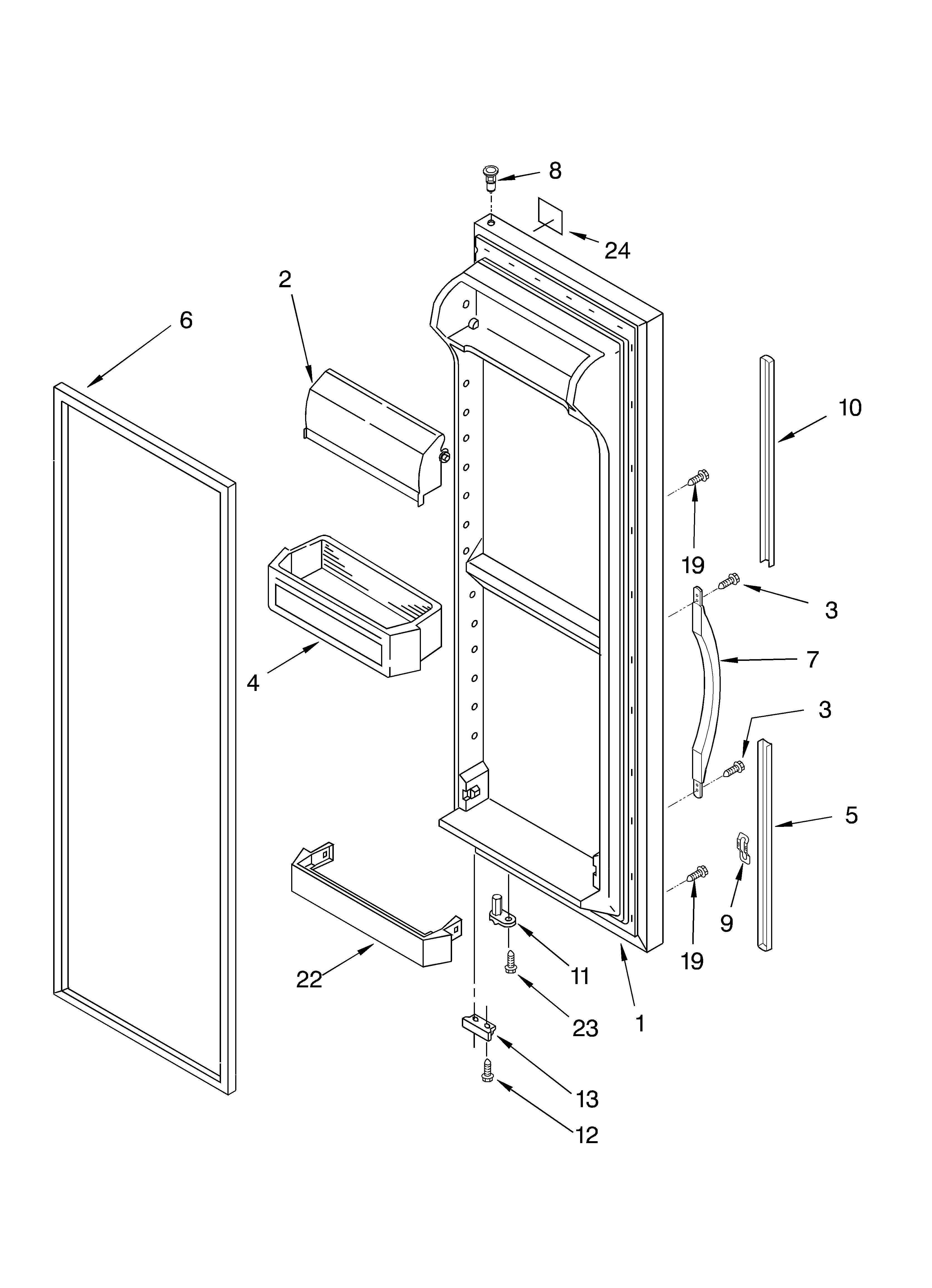 Whirlpool 4YED2FHQKT01 refrigerator door diagram