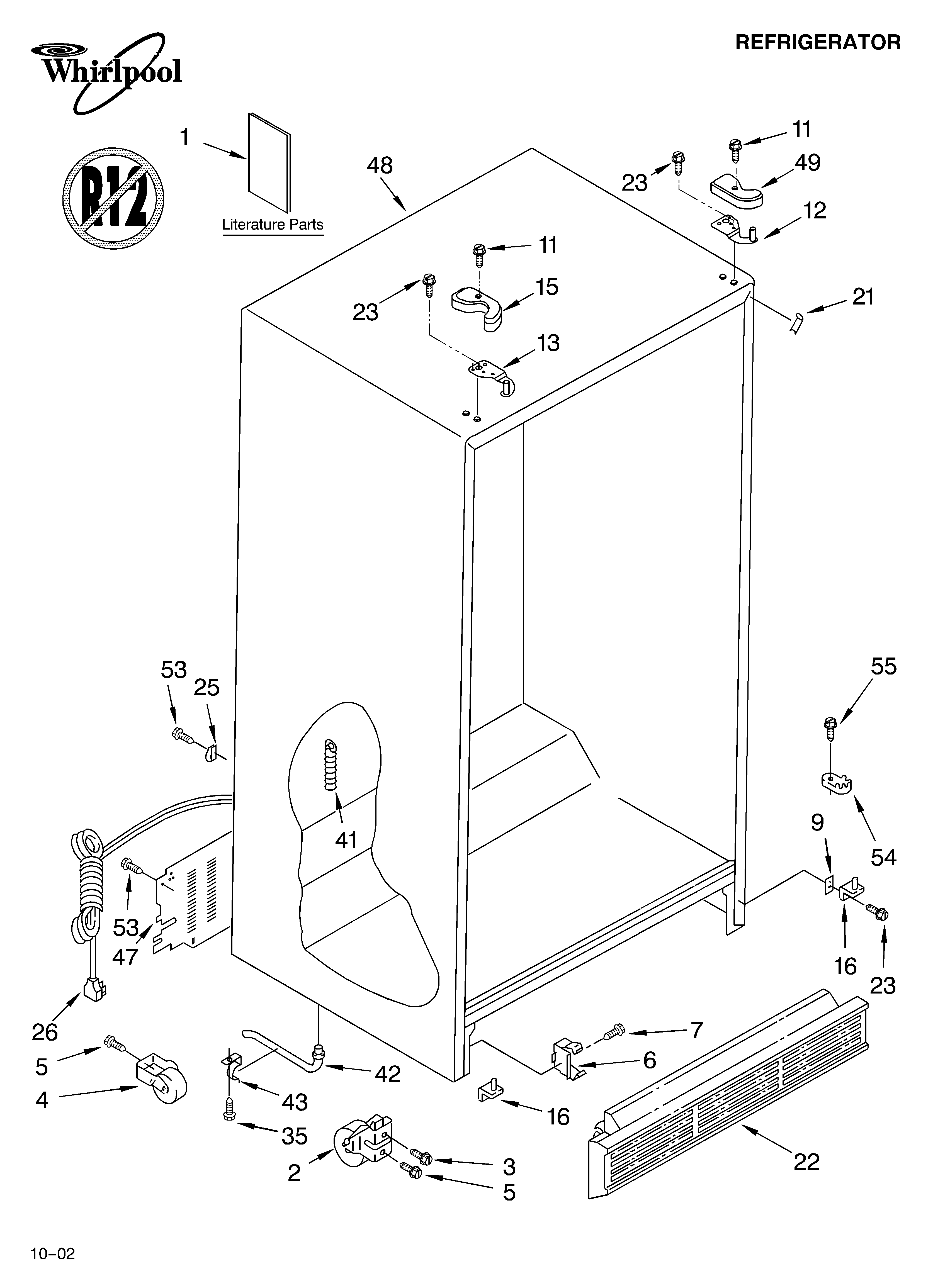 Whirlpool 6ED2FHKXKQ01 cabinet/literature diagram