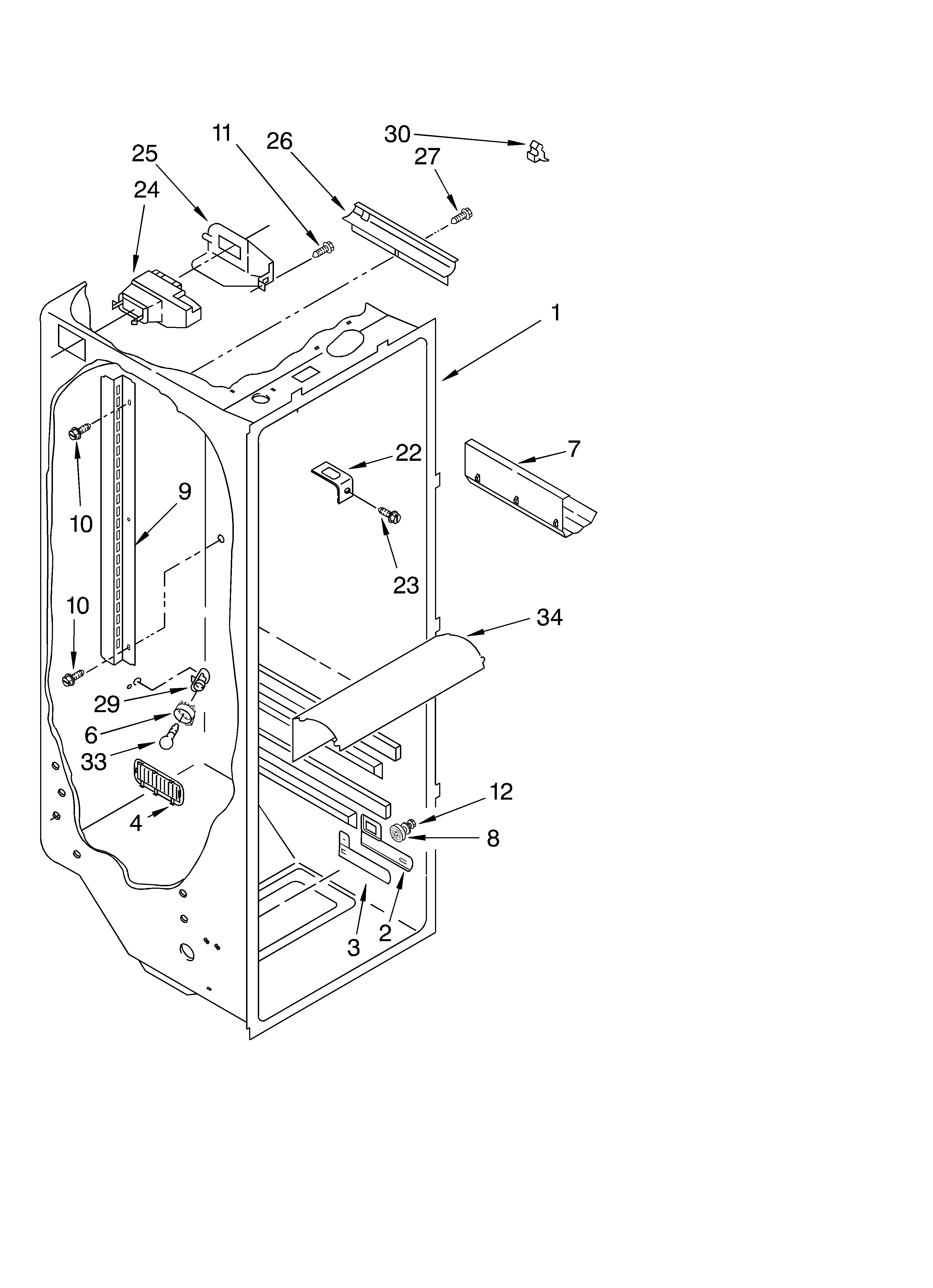 Whirlpool 6ED2FHKXKQ01 refrigerator liner diagram