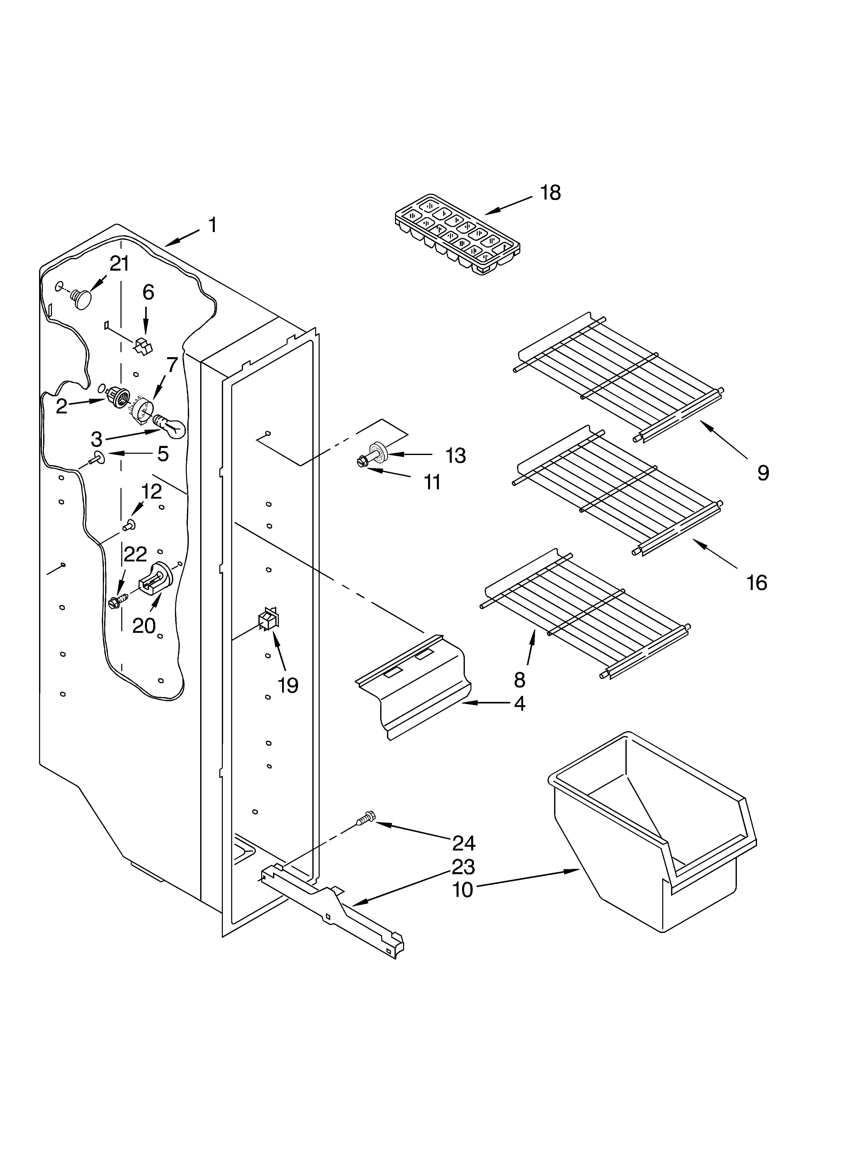 Whirlpool 6ED2FHKXKQ01 freezer liner diagram