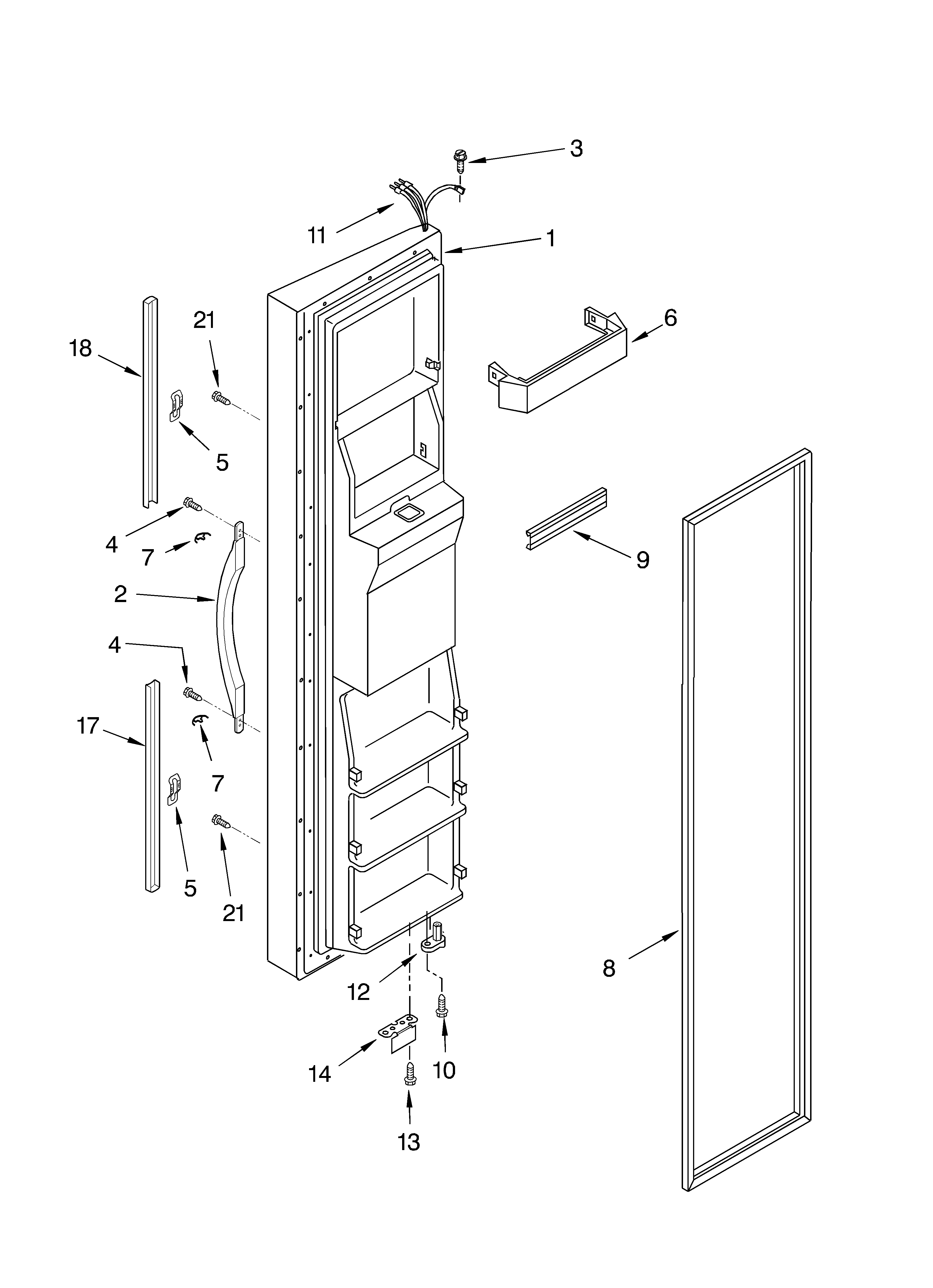 Whirlpool 4YGD25DCHT02 freezer door diagram