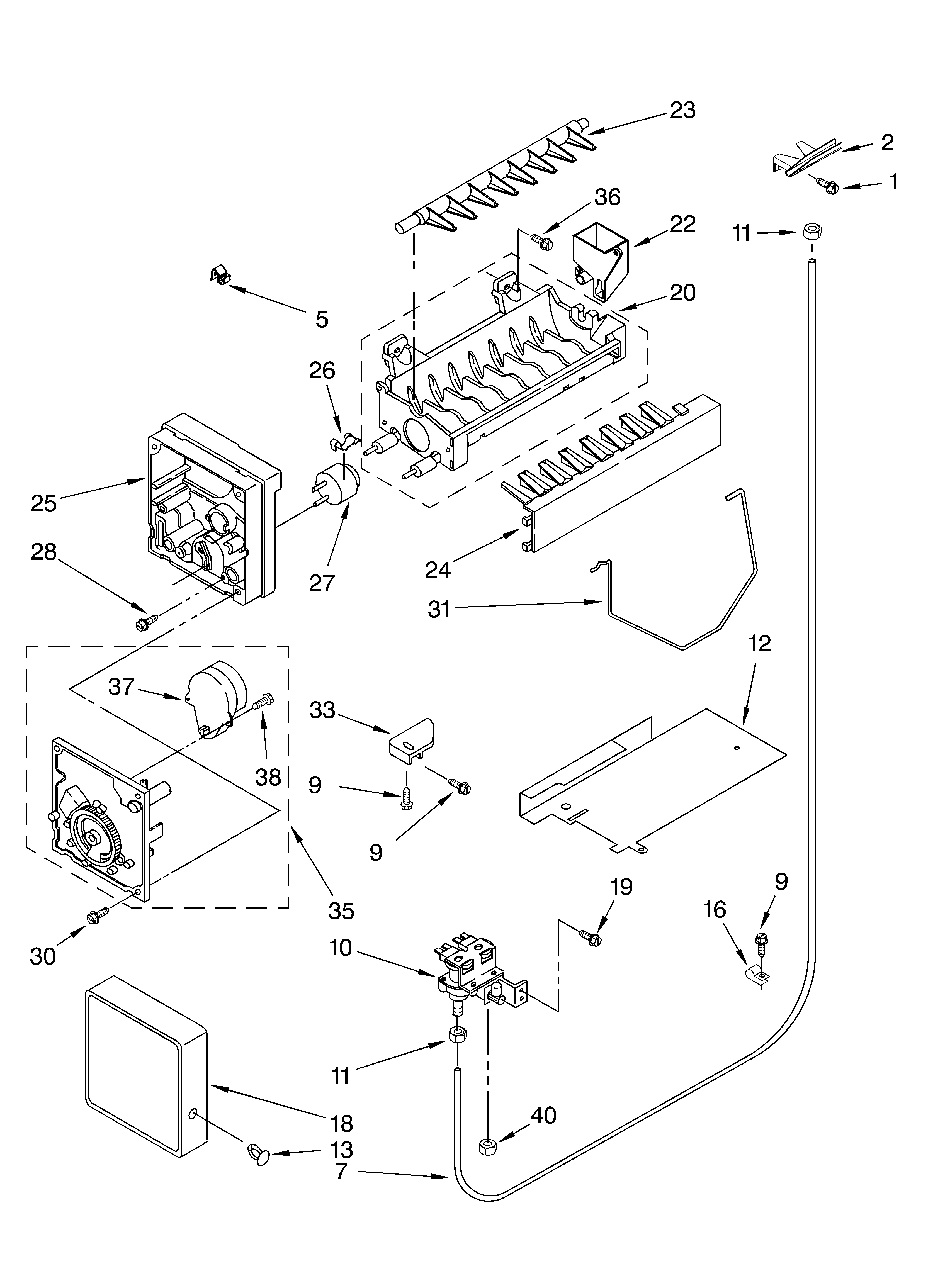 Whirlpool 4YGD25DCHT02 ice maker/optional diagram