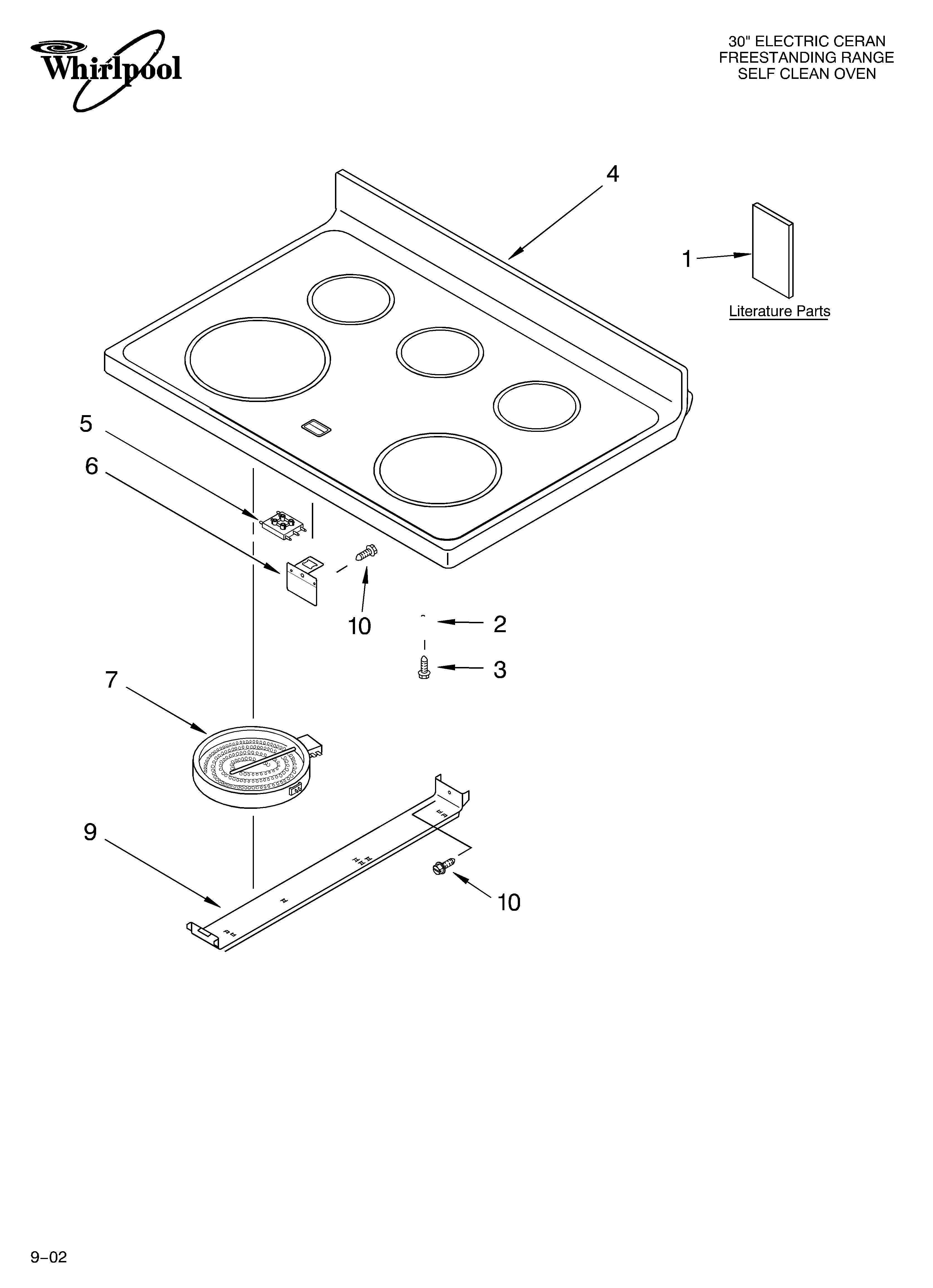 Whirlpool GR475LXLS0 cooktop/literature diagram