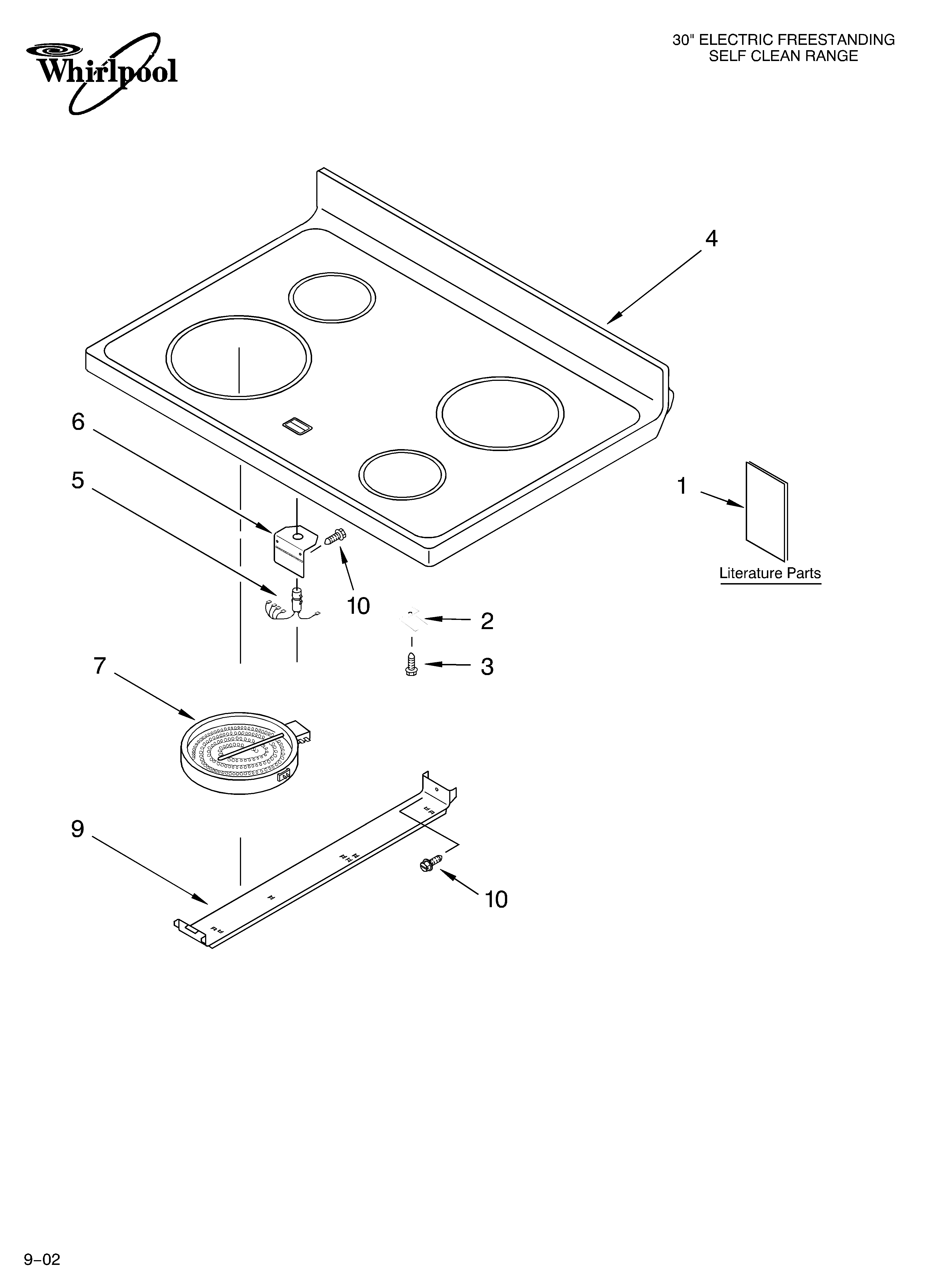 Whirlpool RF366LXKT0 cooktop/literature diagram