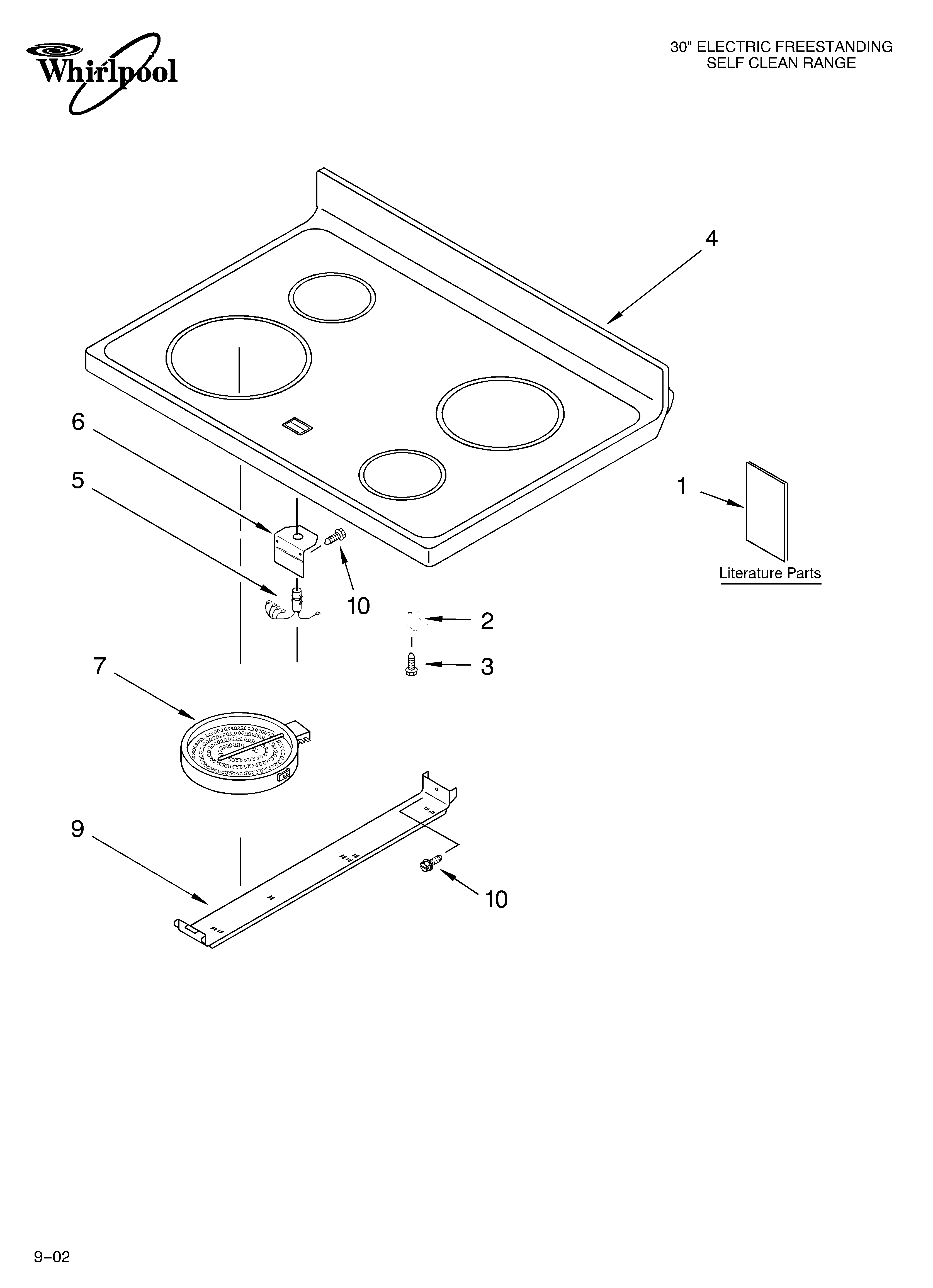 Whirlpool RF361PXKT1 cooktop/literature diagram