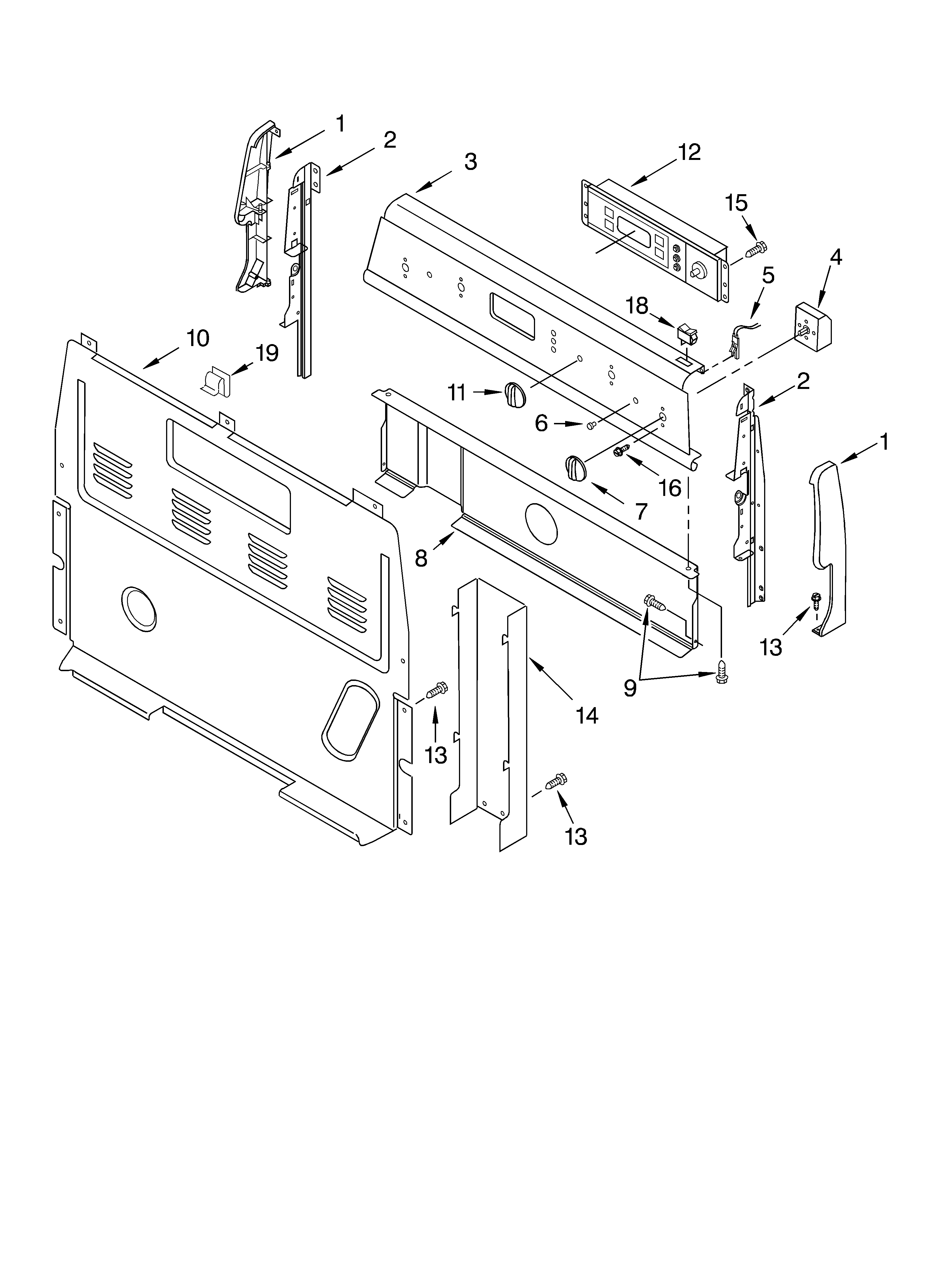 Whirlpool RF361PXKT1 control panel diagram