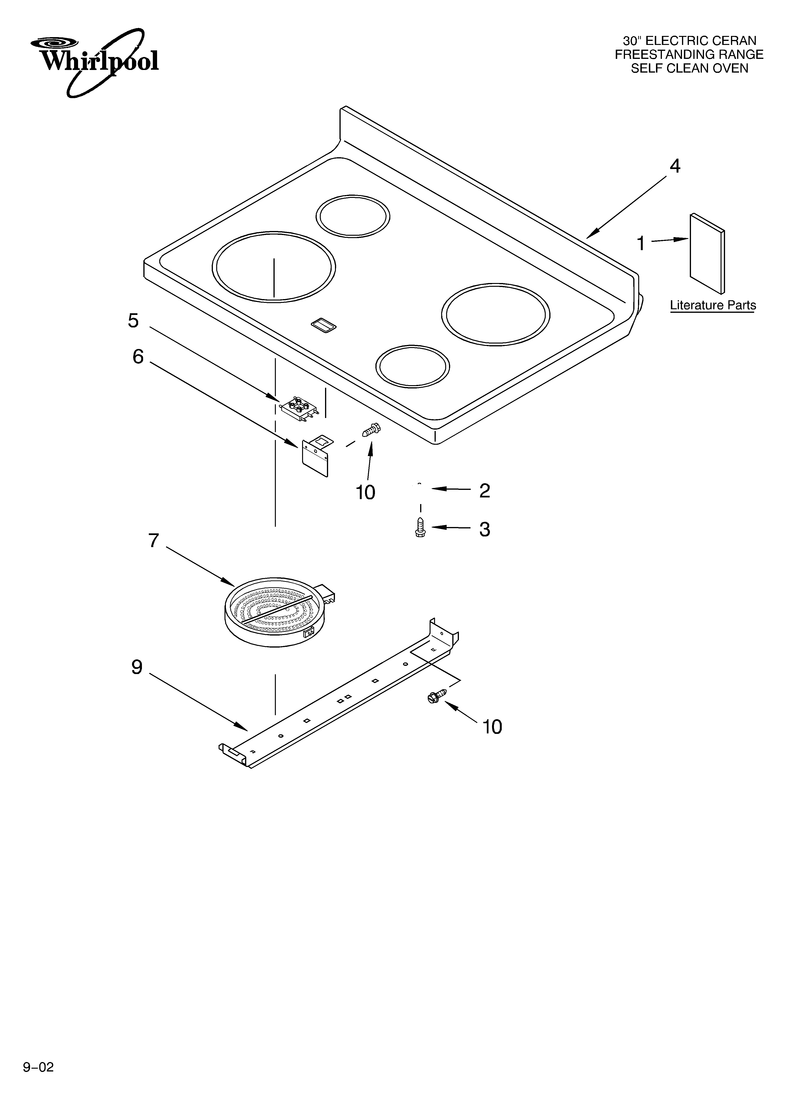Whirlpool RF364LXKQ1 cooktop/literature diagram