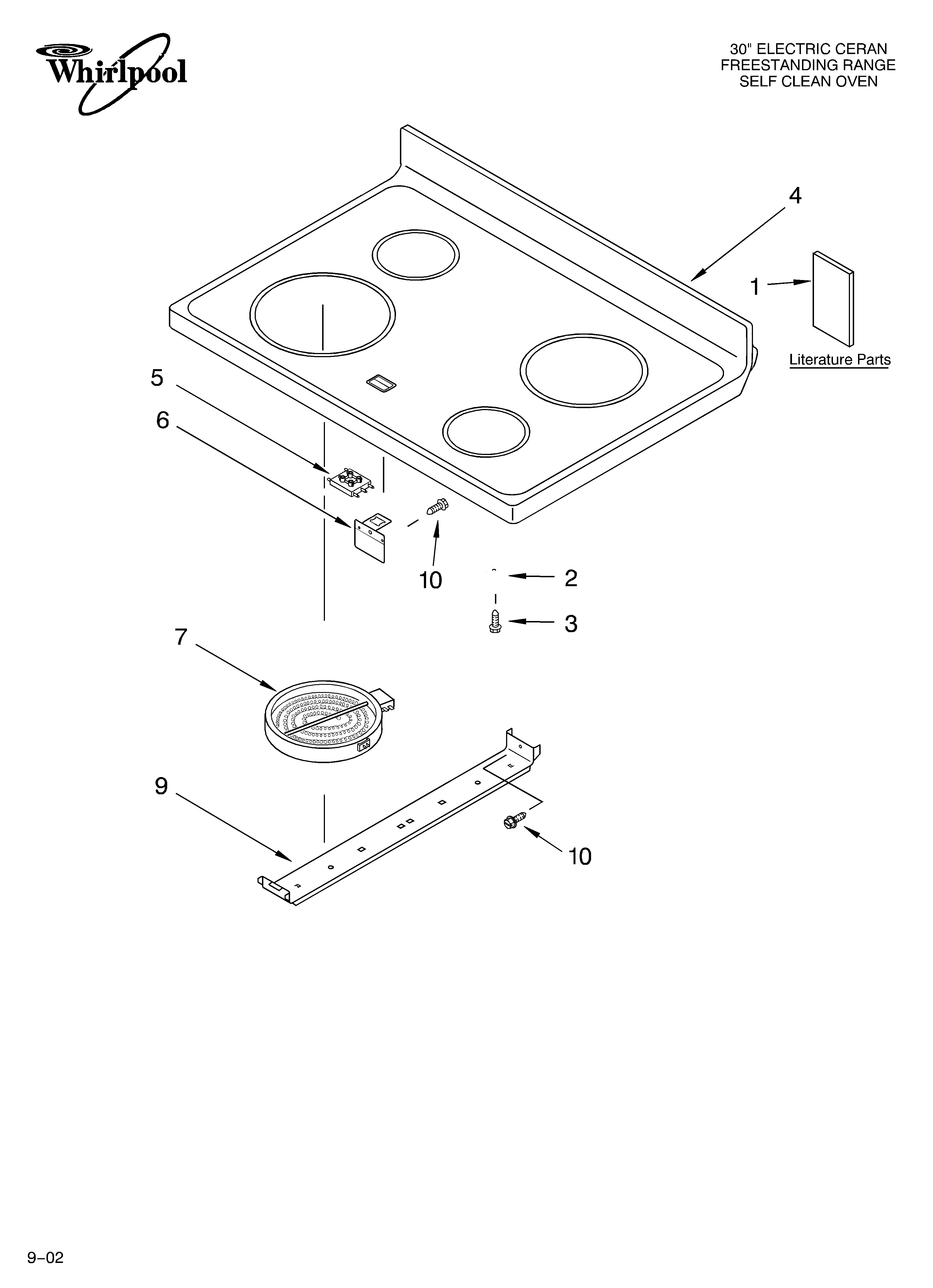 Whirlpool RF364PXKQ1 cooktop/literature diagram