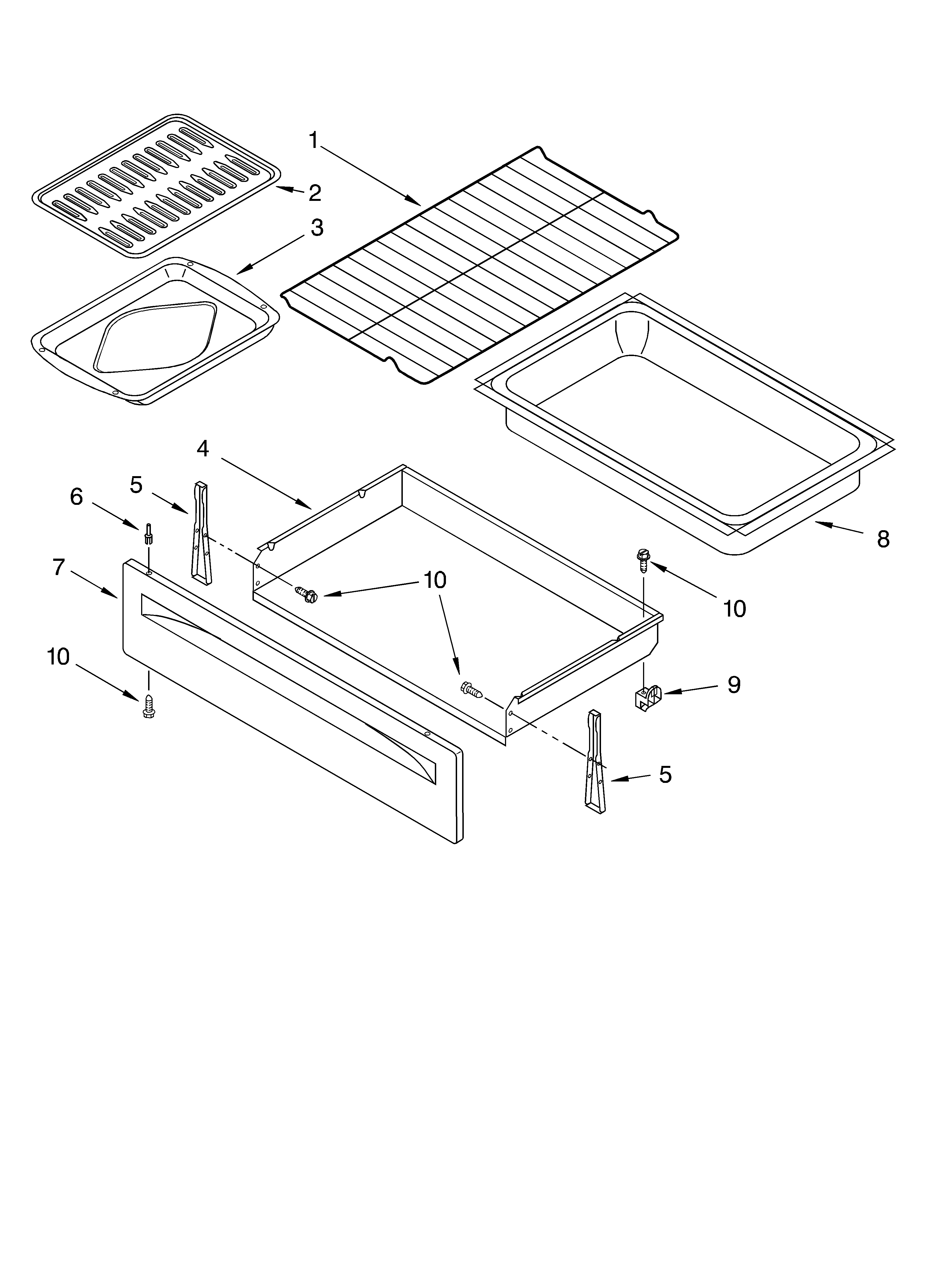 Whirlpool RF368LXKS1 drawer and broiler diagram