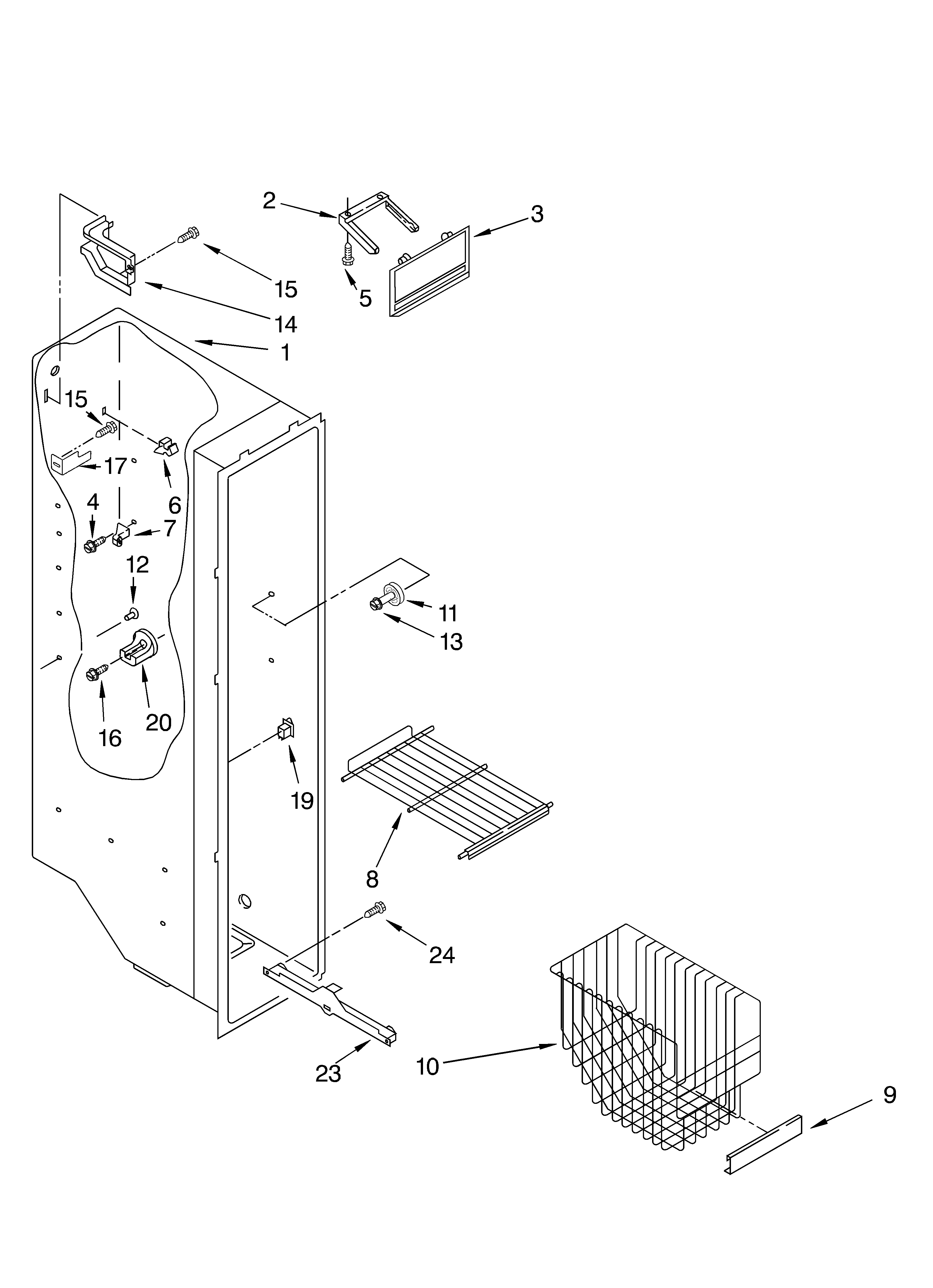 Whirlpool 4YED22PQFN04 freezer liner diagram