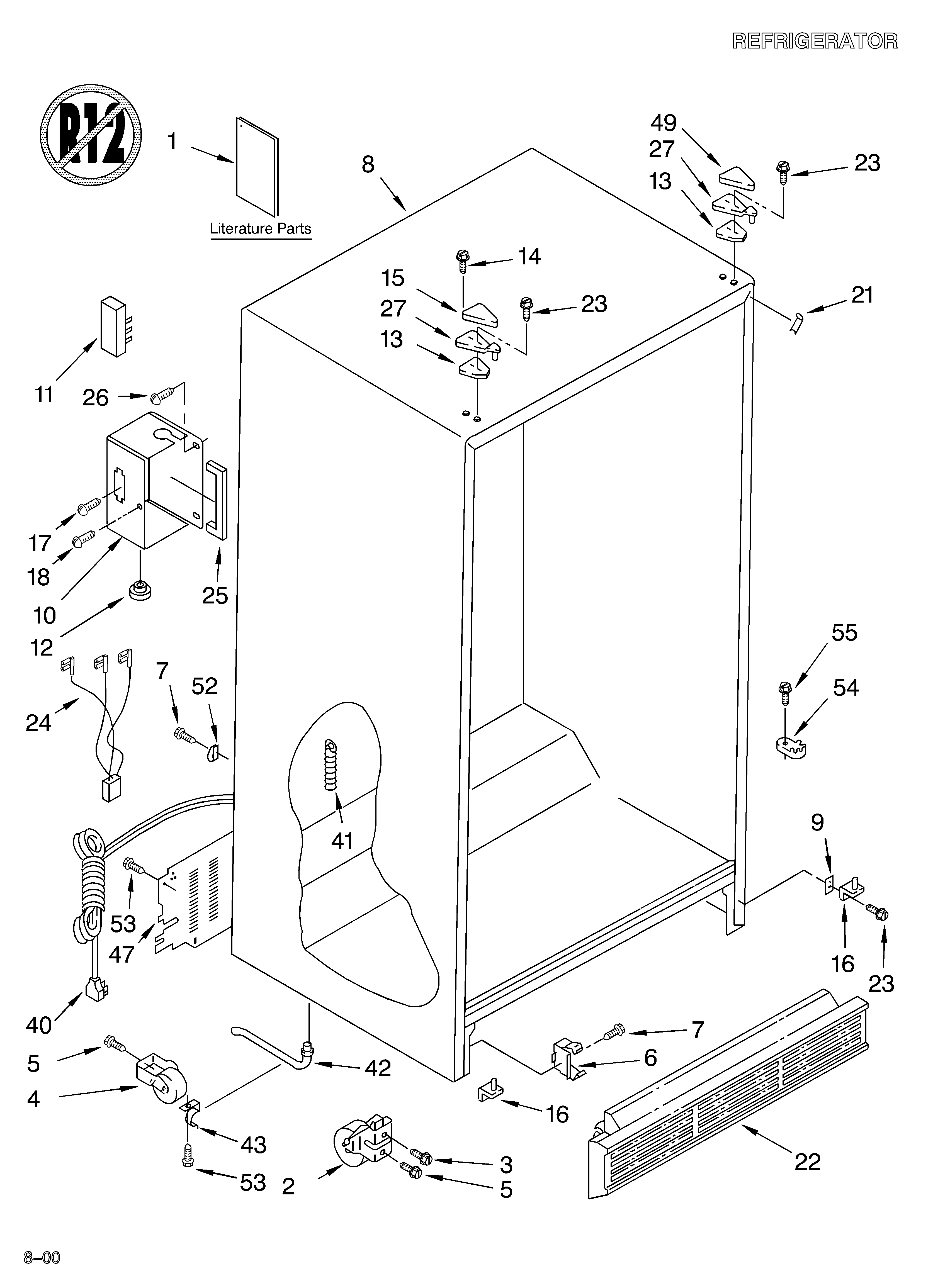 Whirlpool 3KART730GW01 cabinet/literature diagram