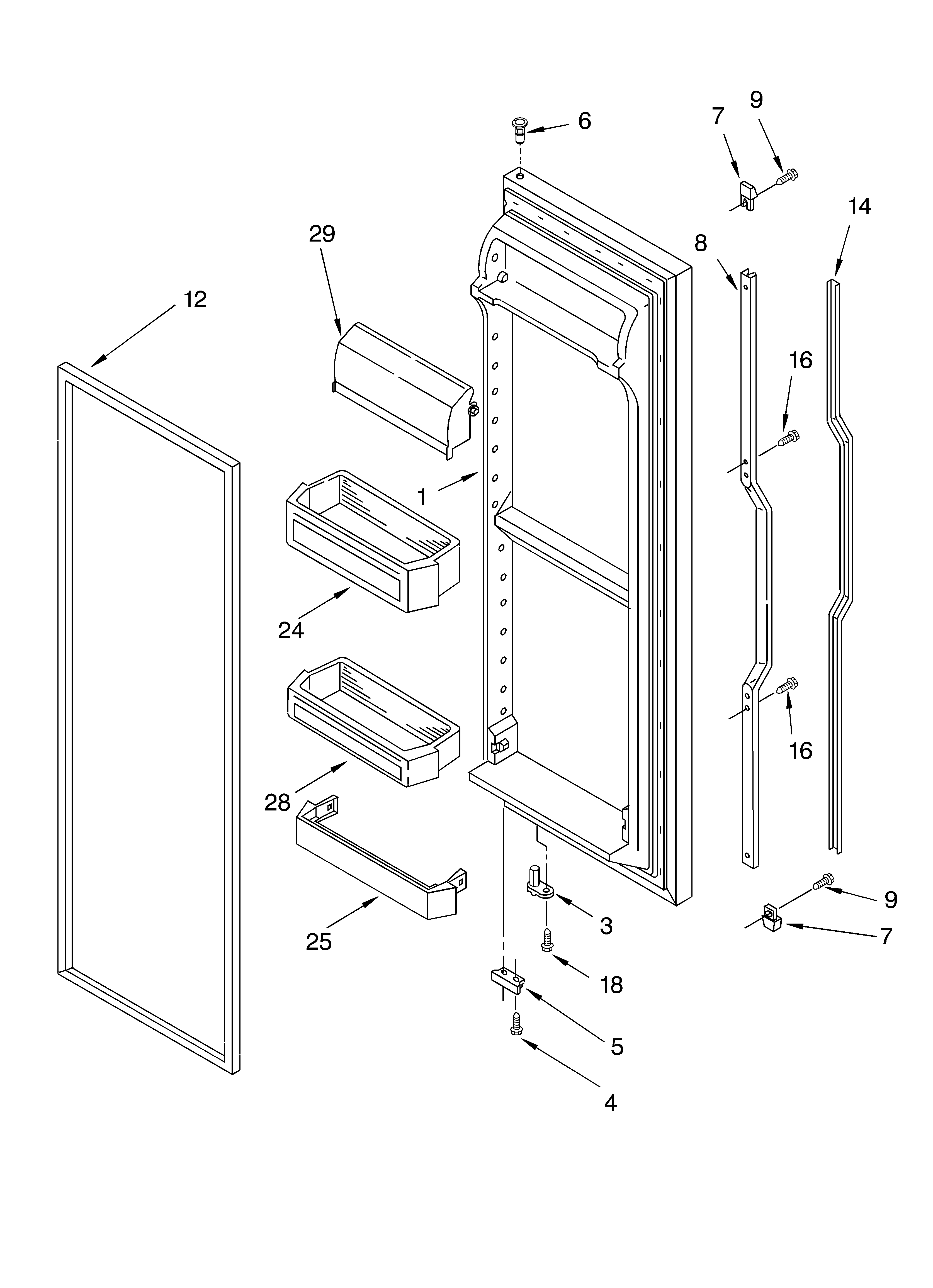 Whirlpool 3KART730GW01 refrigerator door diagram