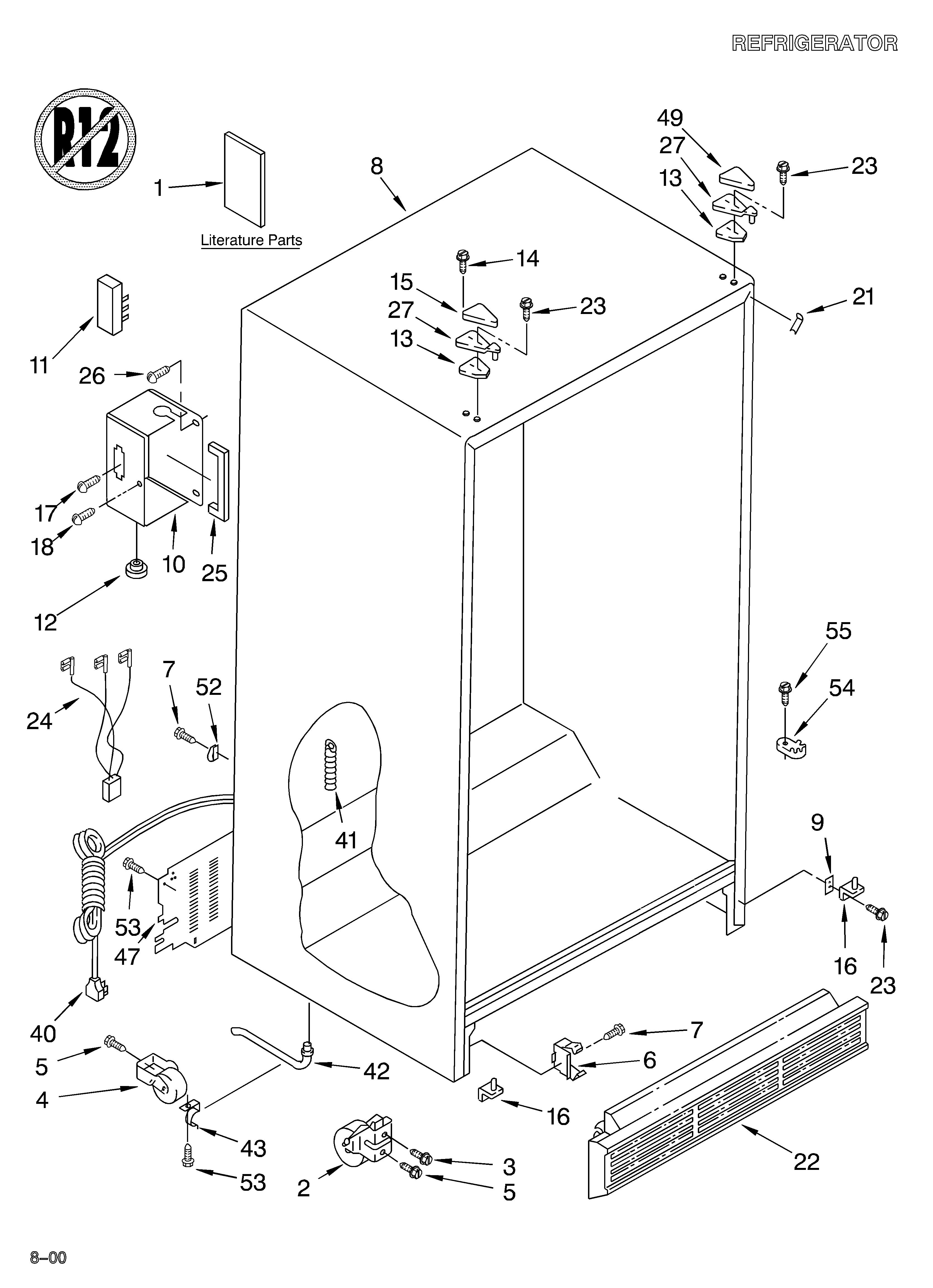 Whirlpool 3XART731GB01 cabinet/literature diagram