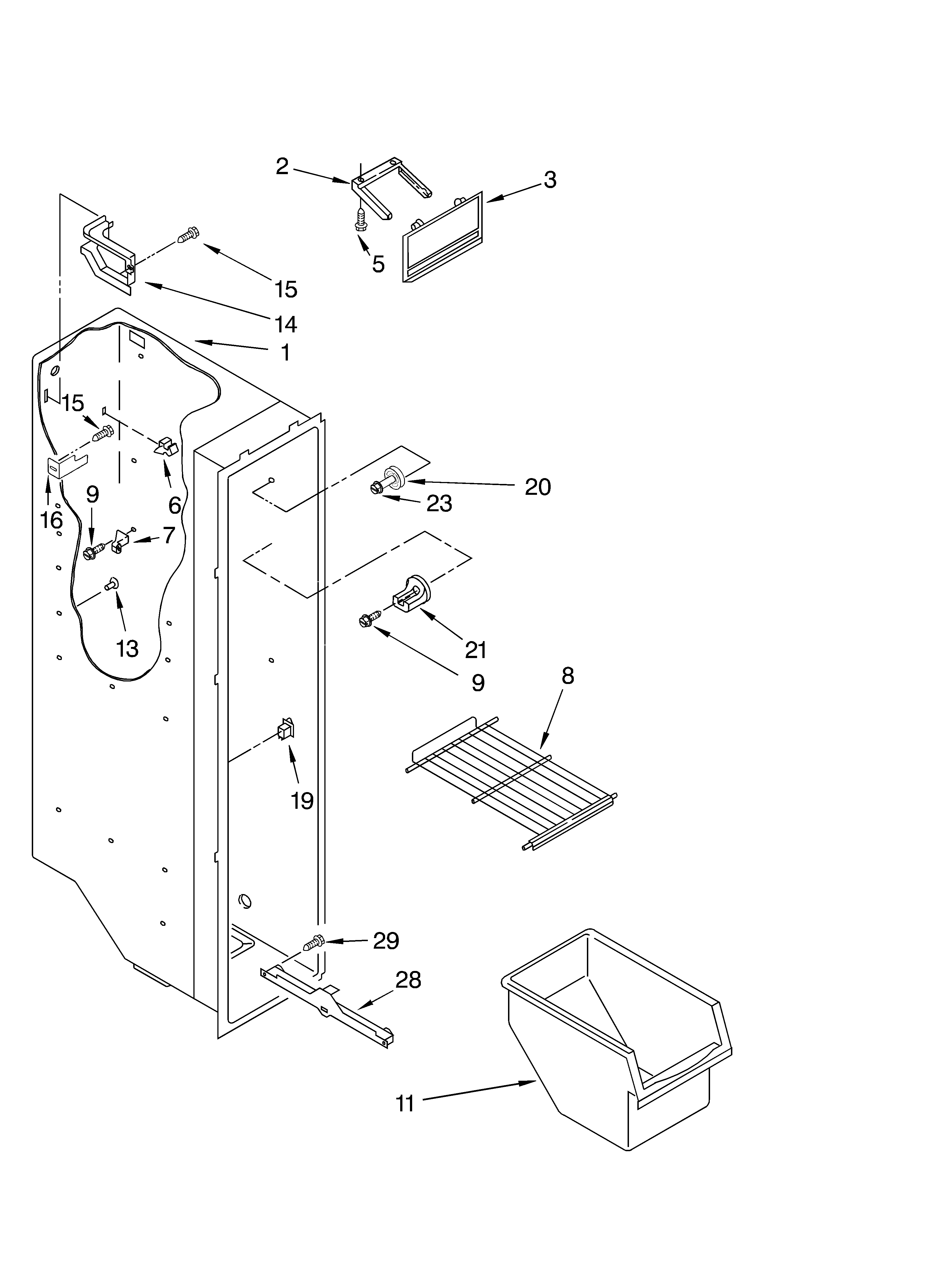 Whirlpool 3XART731GB01 freezer liner diagram