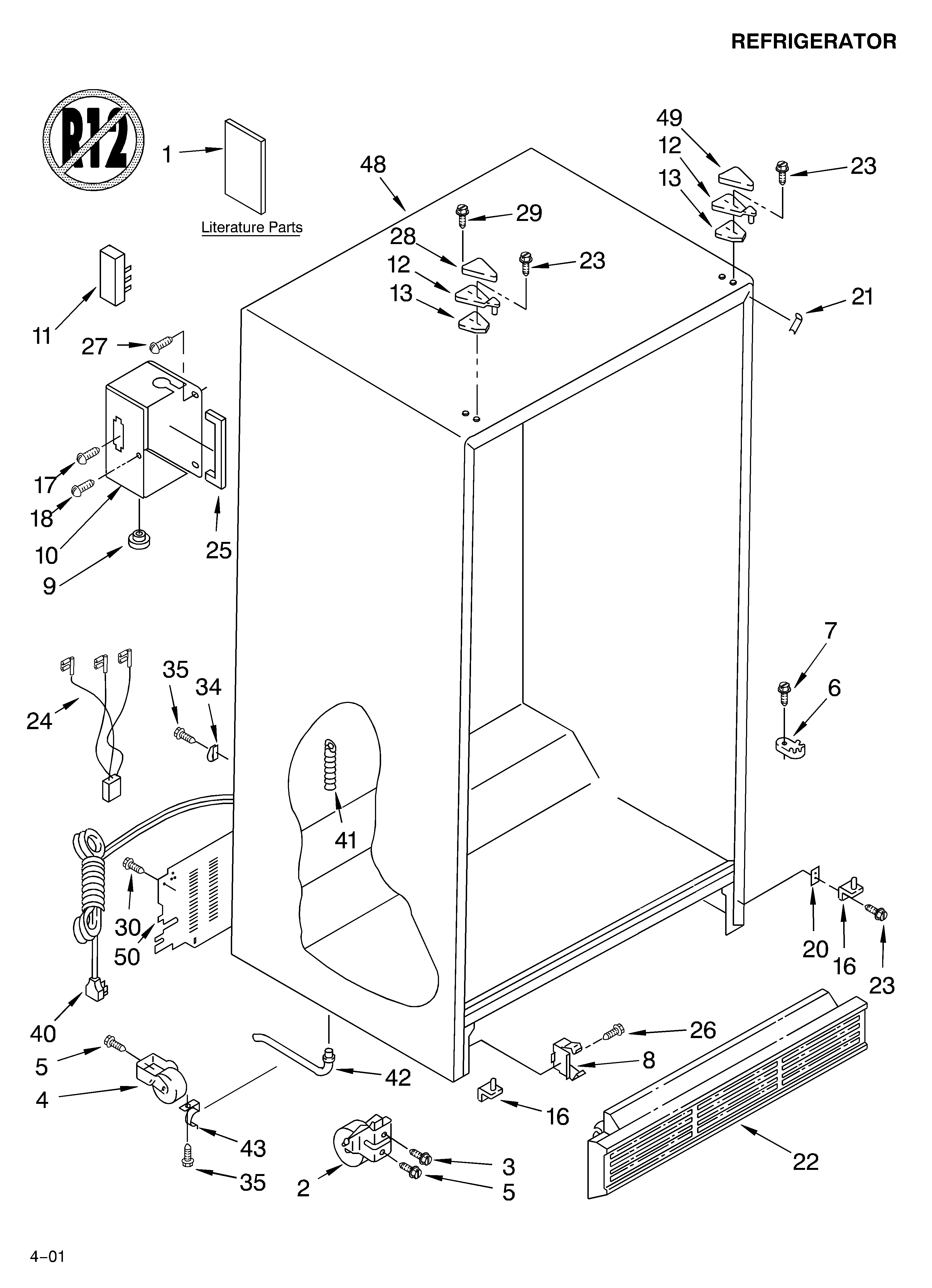 Whirlpool 3KART700GW03 cabinet/literature diagram