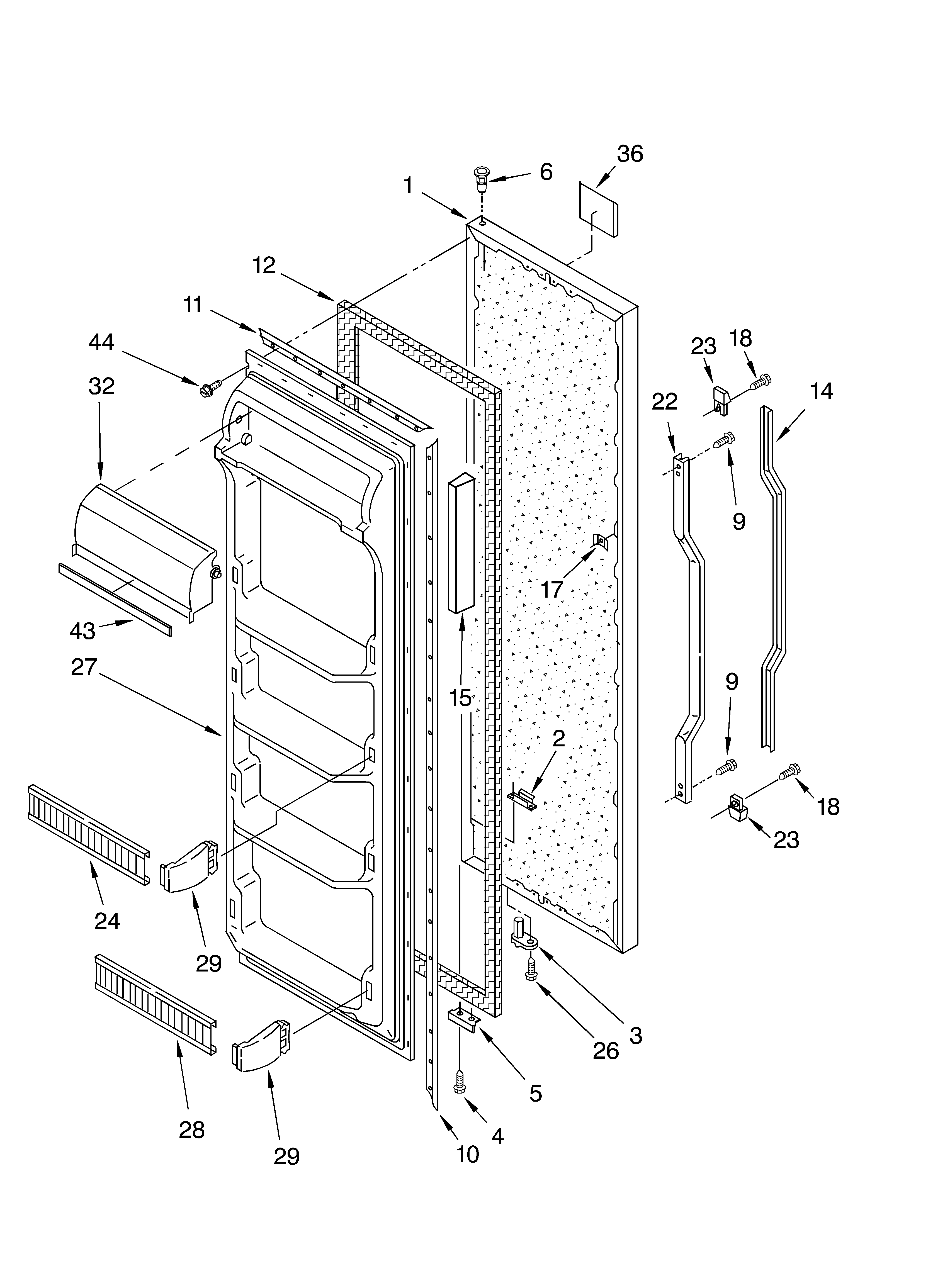 Whirlpool 3KART700GW03 refrigerator door diagram