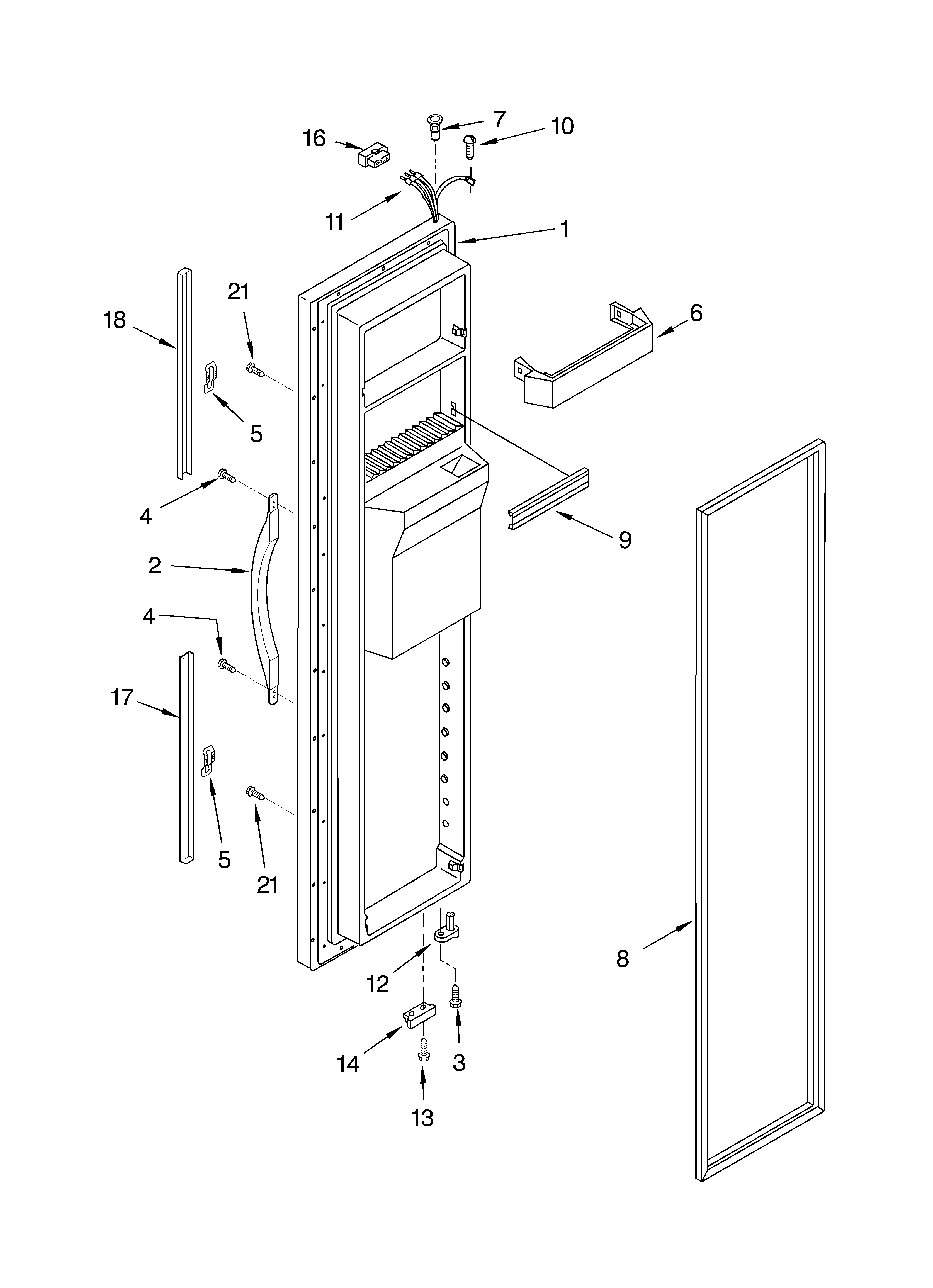 Whirlpool 2VGD27DQFN01 freezer door diagram