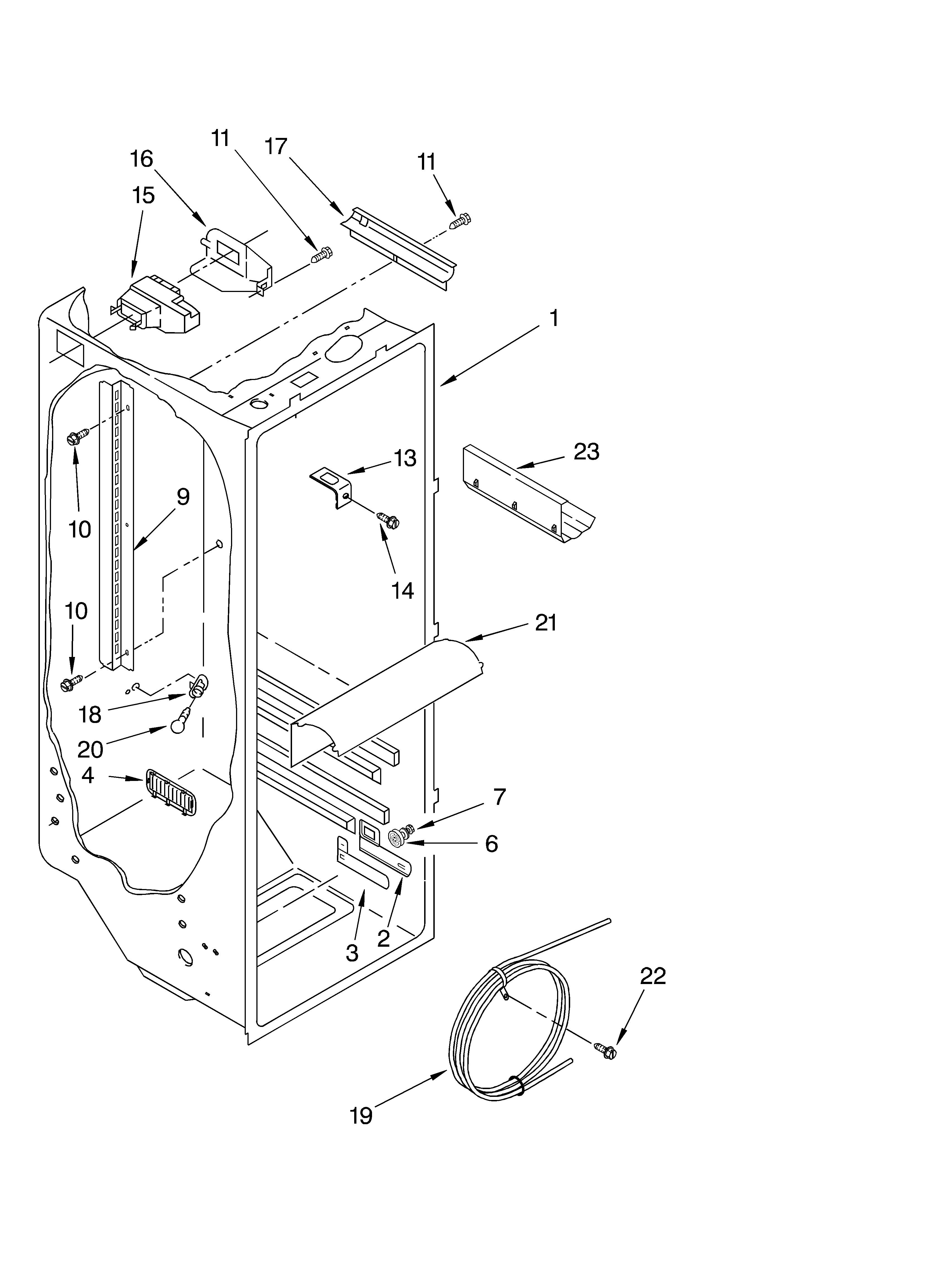 KitchenAid KSRG27FKBT04 refrigerator liner diagram