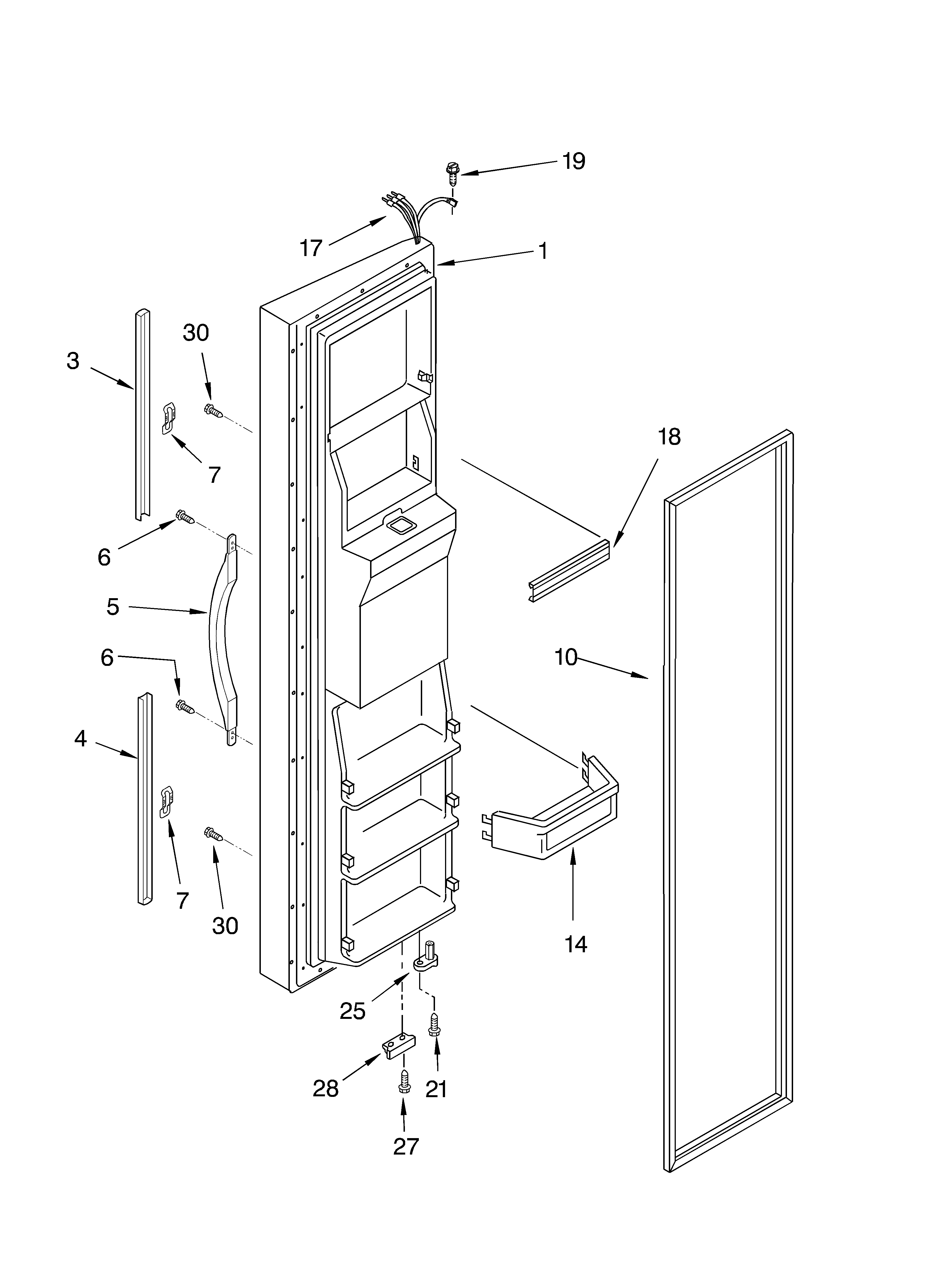 Whirlpool 3XES0FHQKB02 freezer door diagram