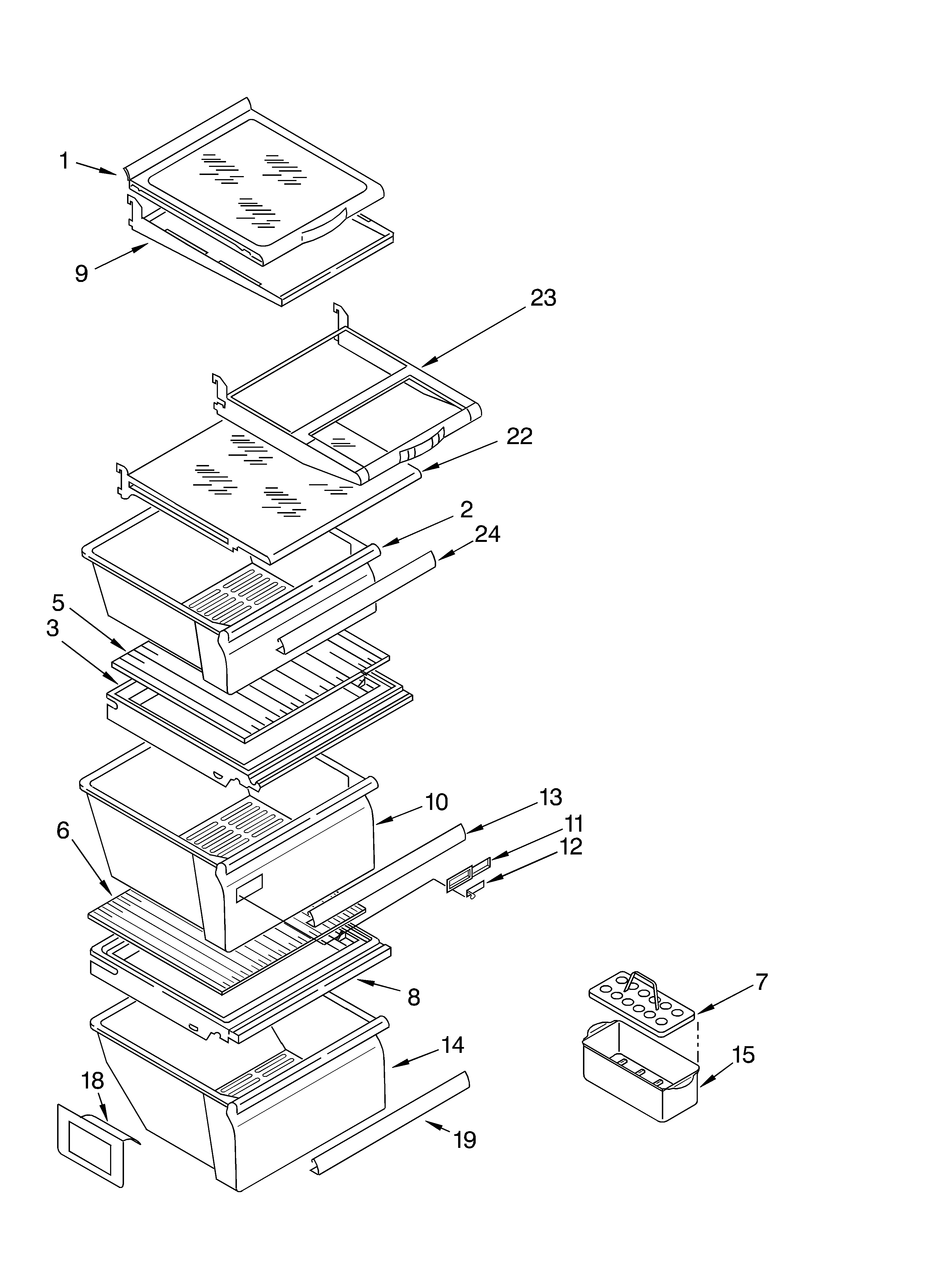 Whirlpool 4YGD27DCHT02 refrigerator shelf diagram
