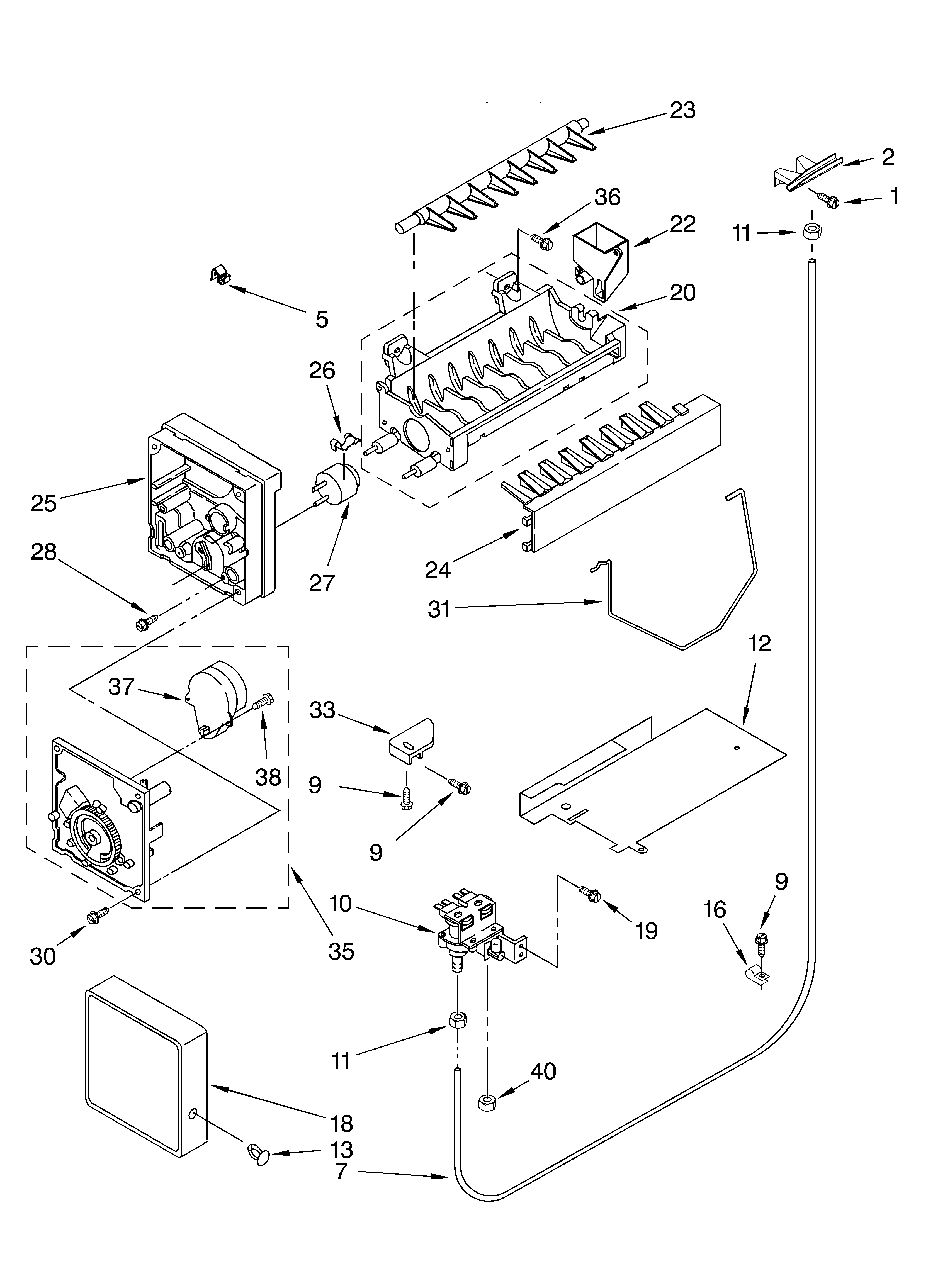 Whirlpool 4YGD27DCHT02 icemaker diagram
