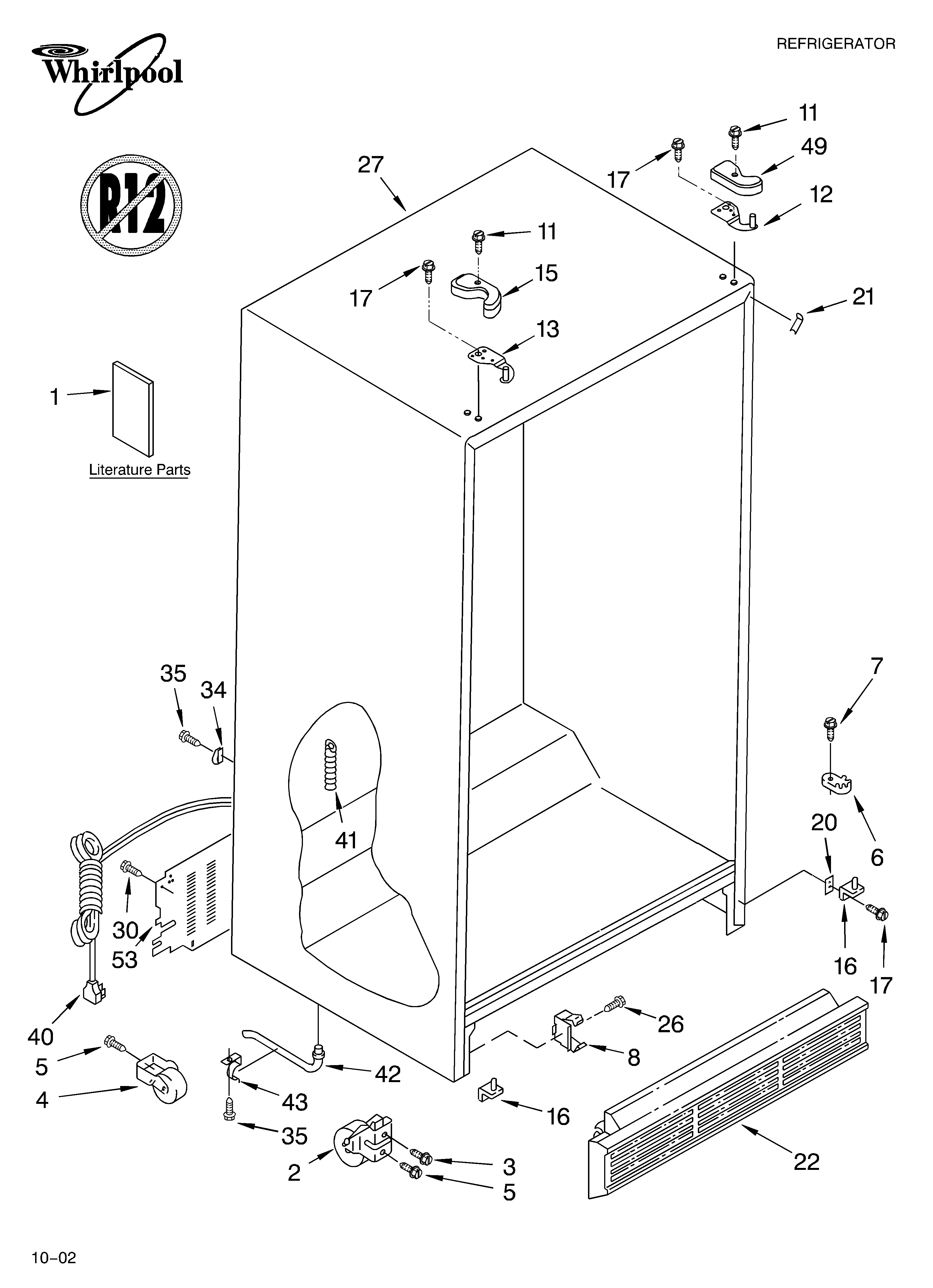 Whirlpool 5VED1WTKKT01 cabinet diagram