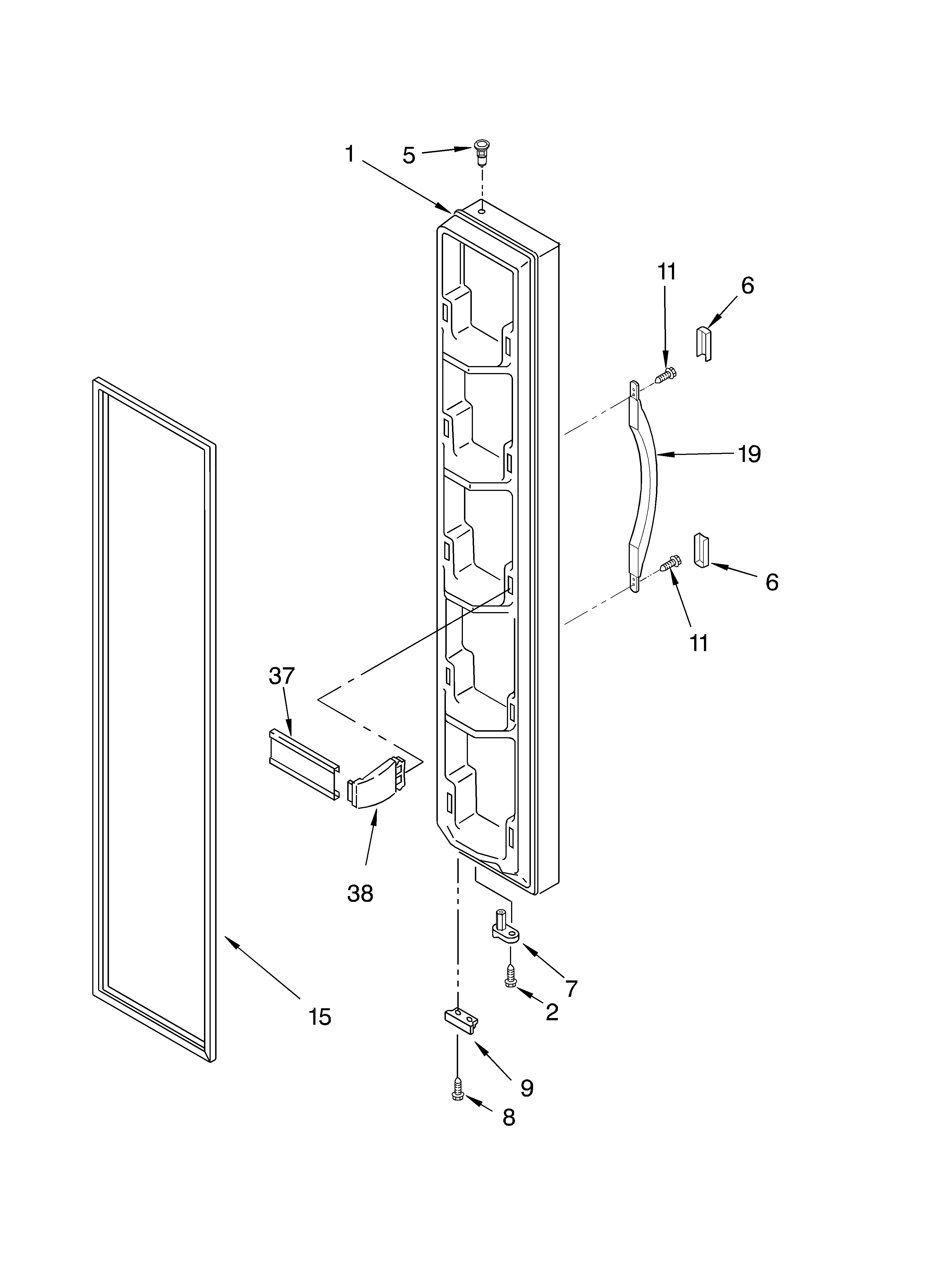 Whirlpool 5VED1WTKKT01 freezer door diagram