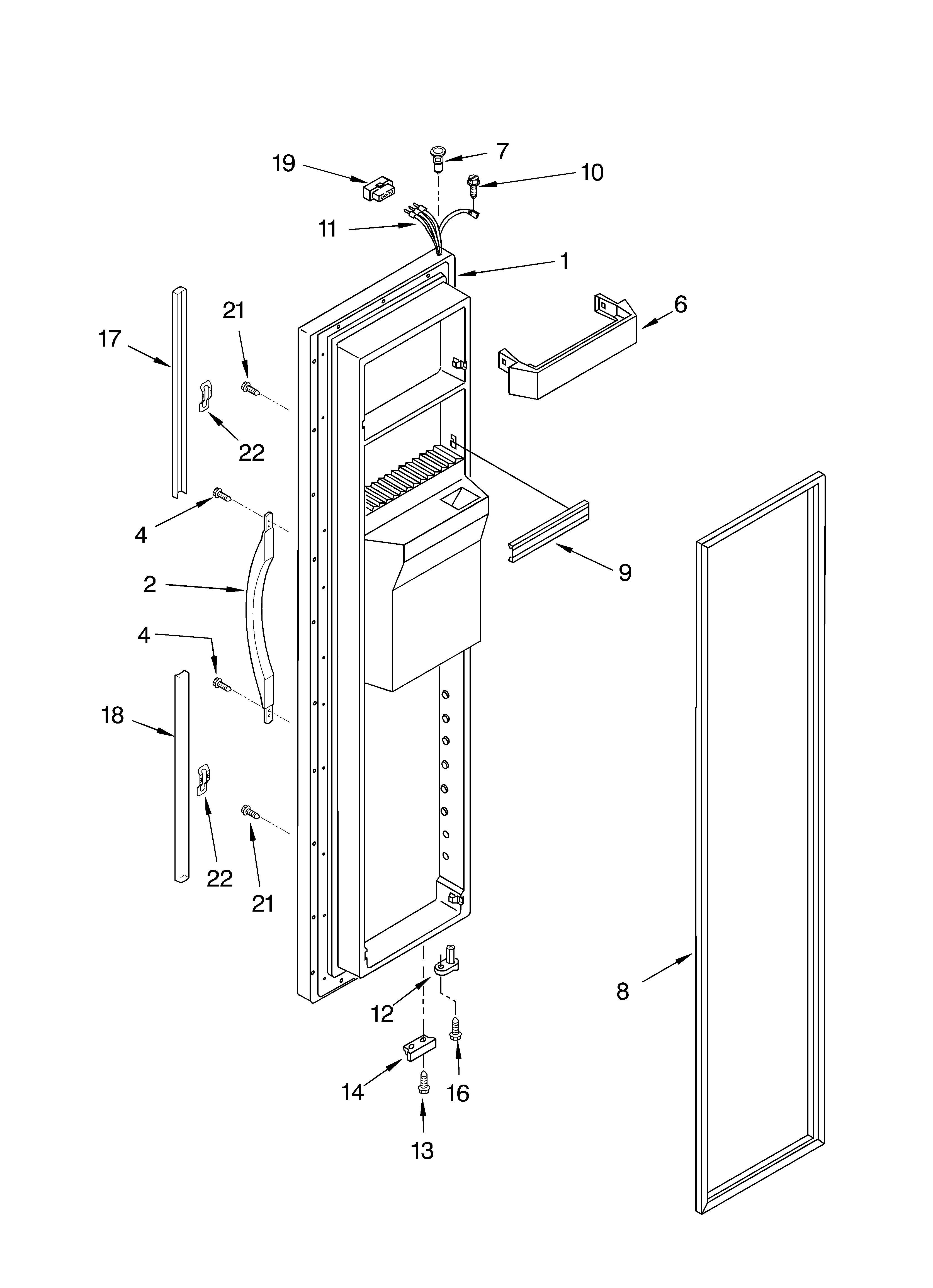 Whirlpool 3XED5SHQKQ00 freezer door diagram