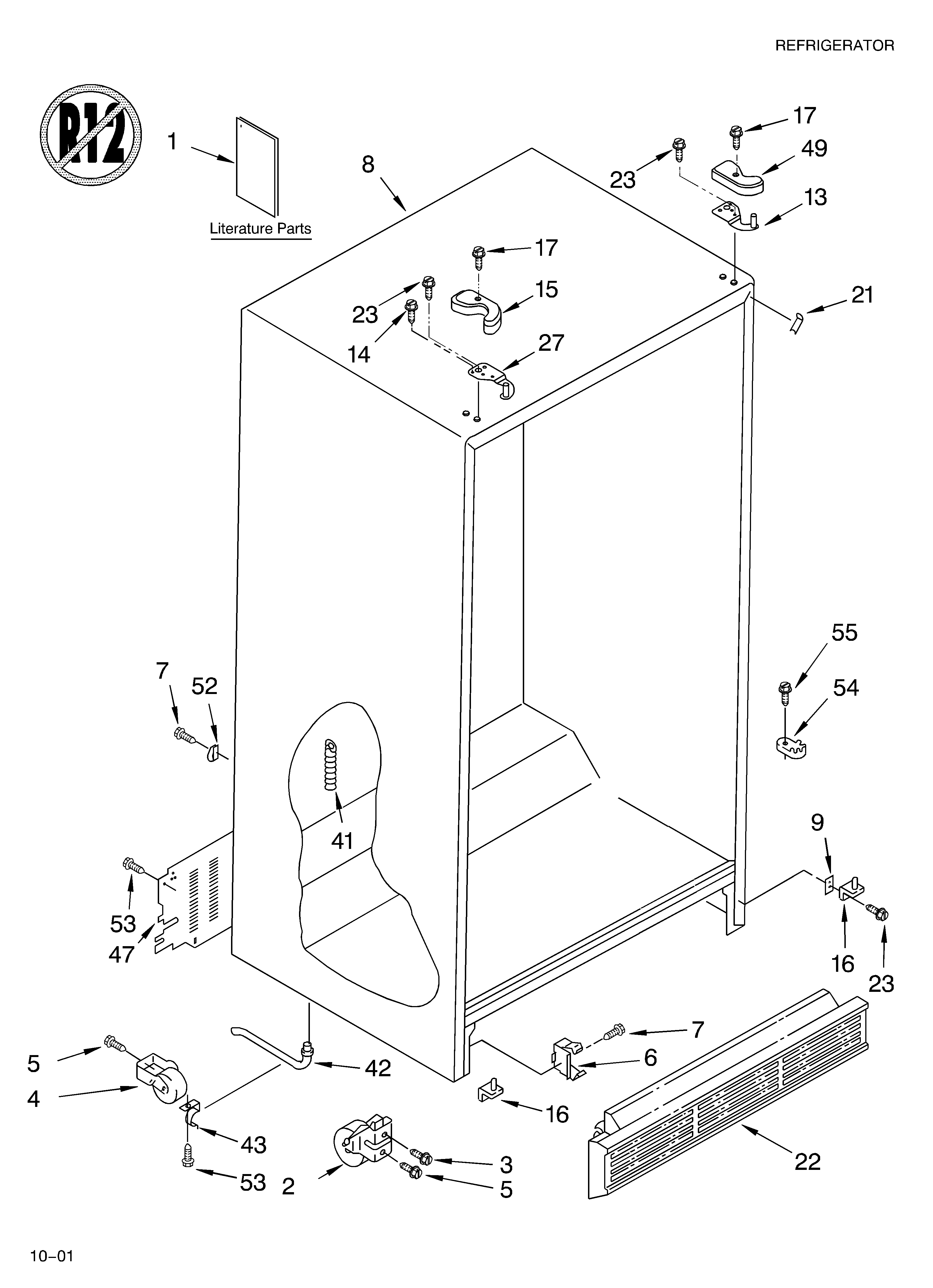 Whirlpool 3XED0FHQKB00 cabinet/literature diagram