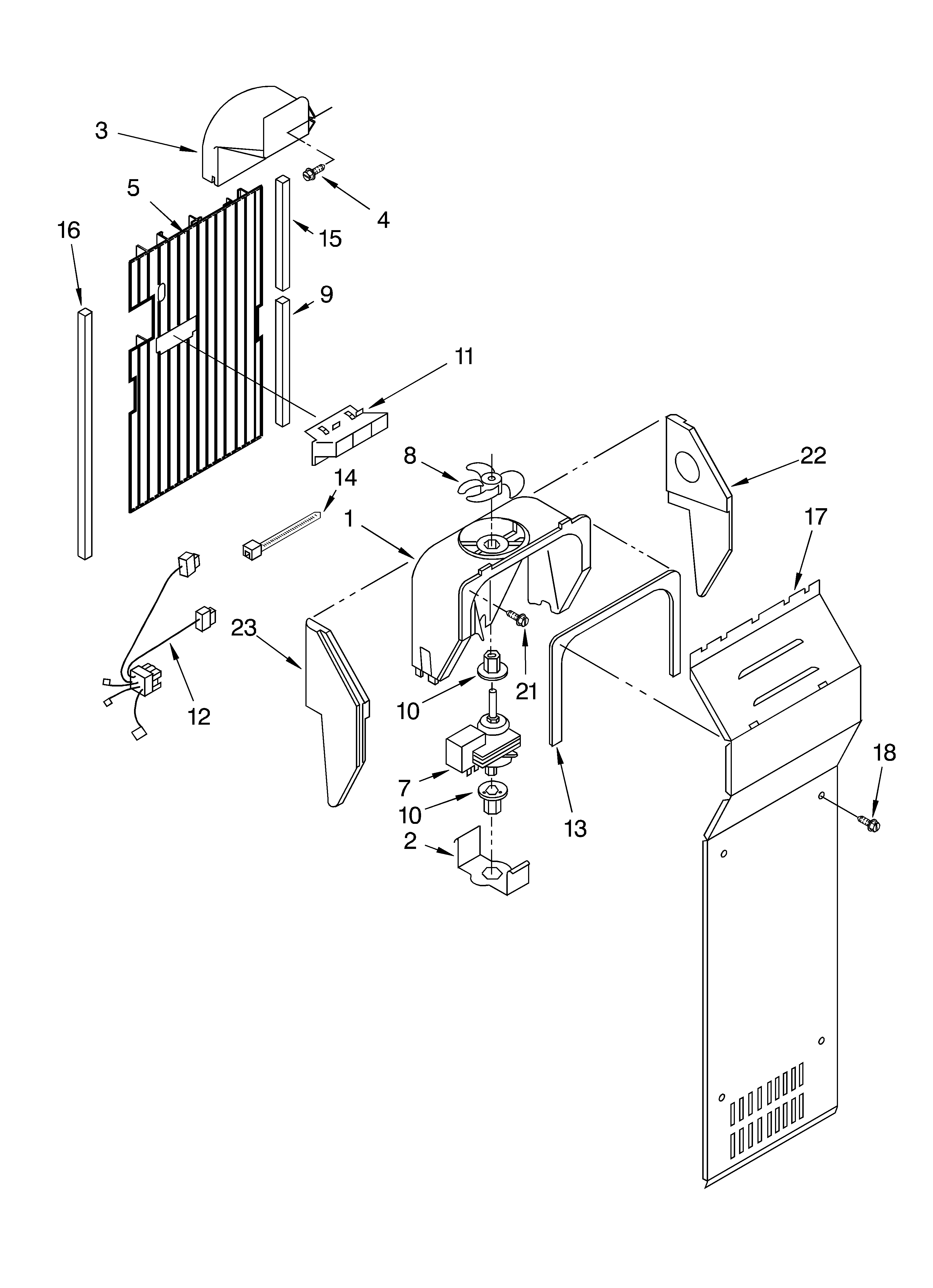 Whirlpool 3XART745GW02 air flow diagram