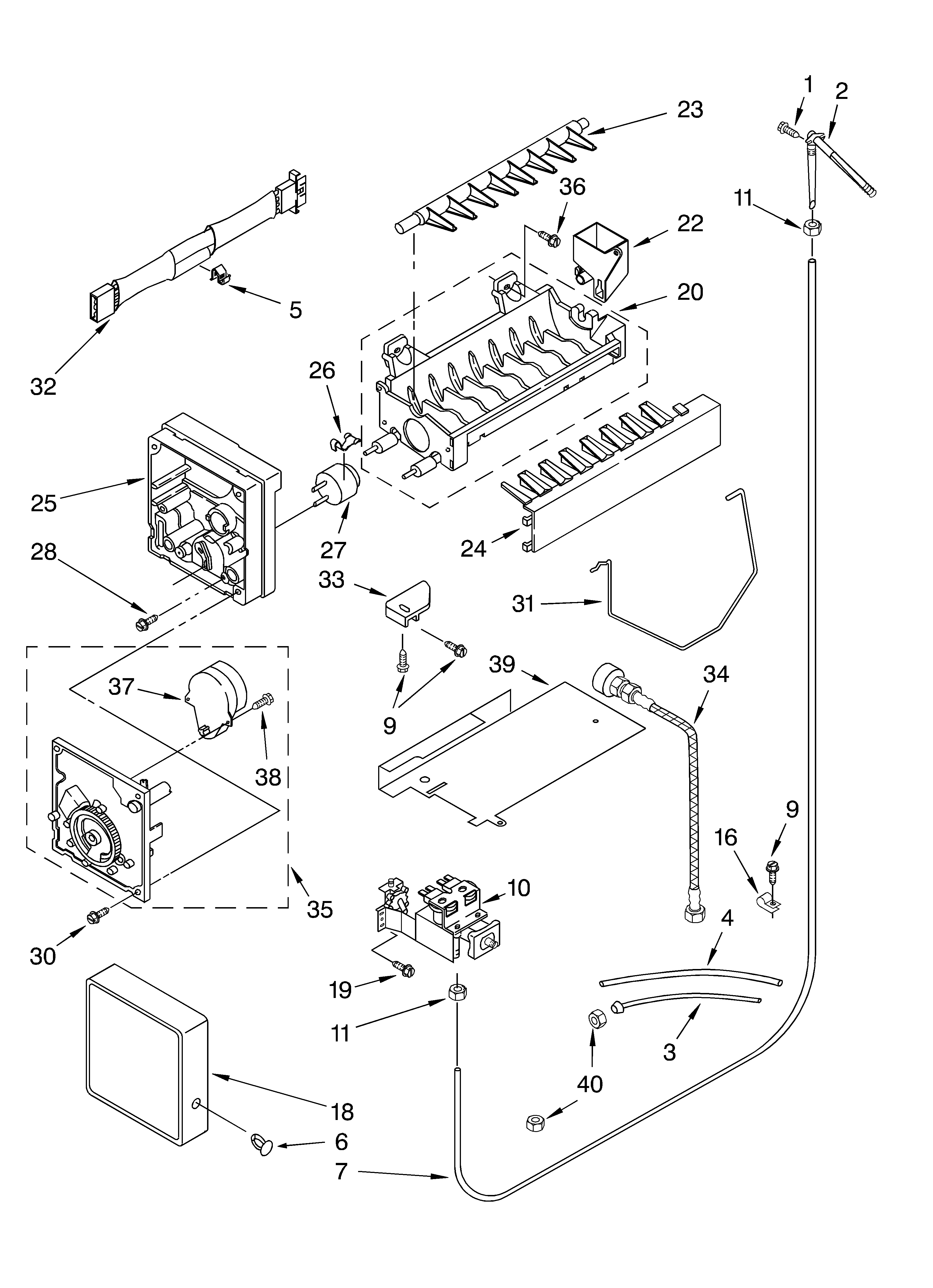 Whirlpool 3XART745GW02 icemaker diagram