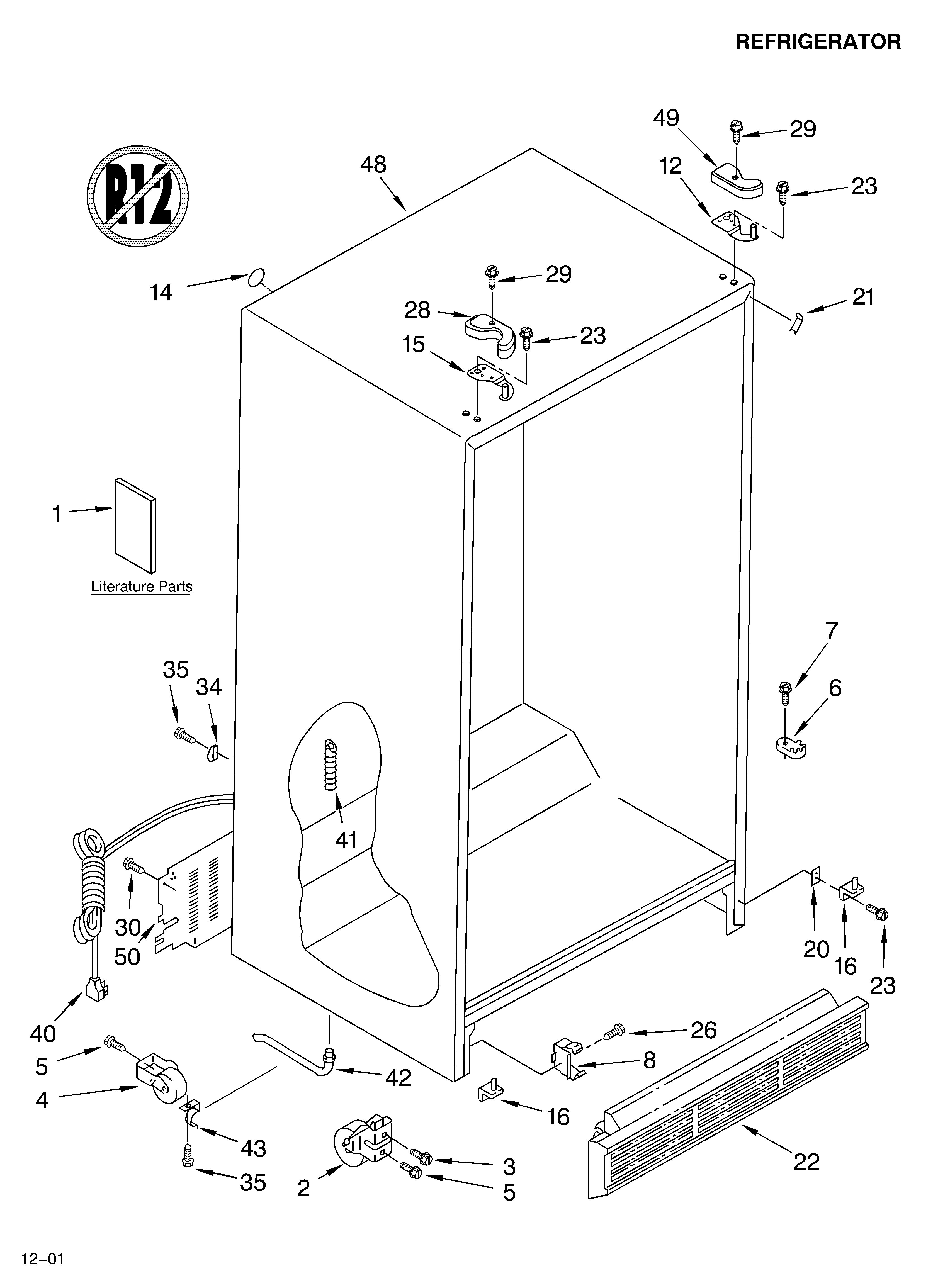 Whirlpool 3XED0FHKKQ00 cabinet/literature diagram