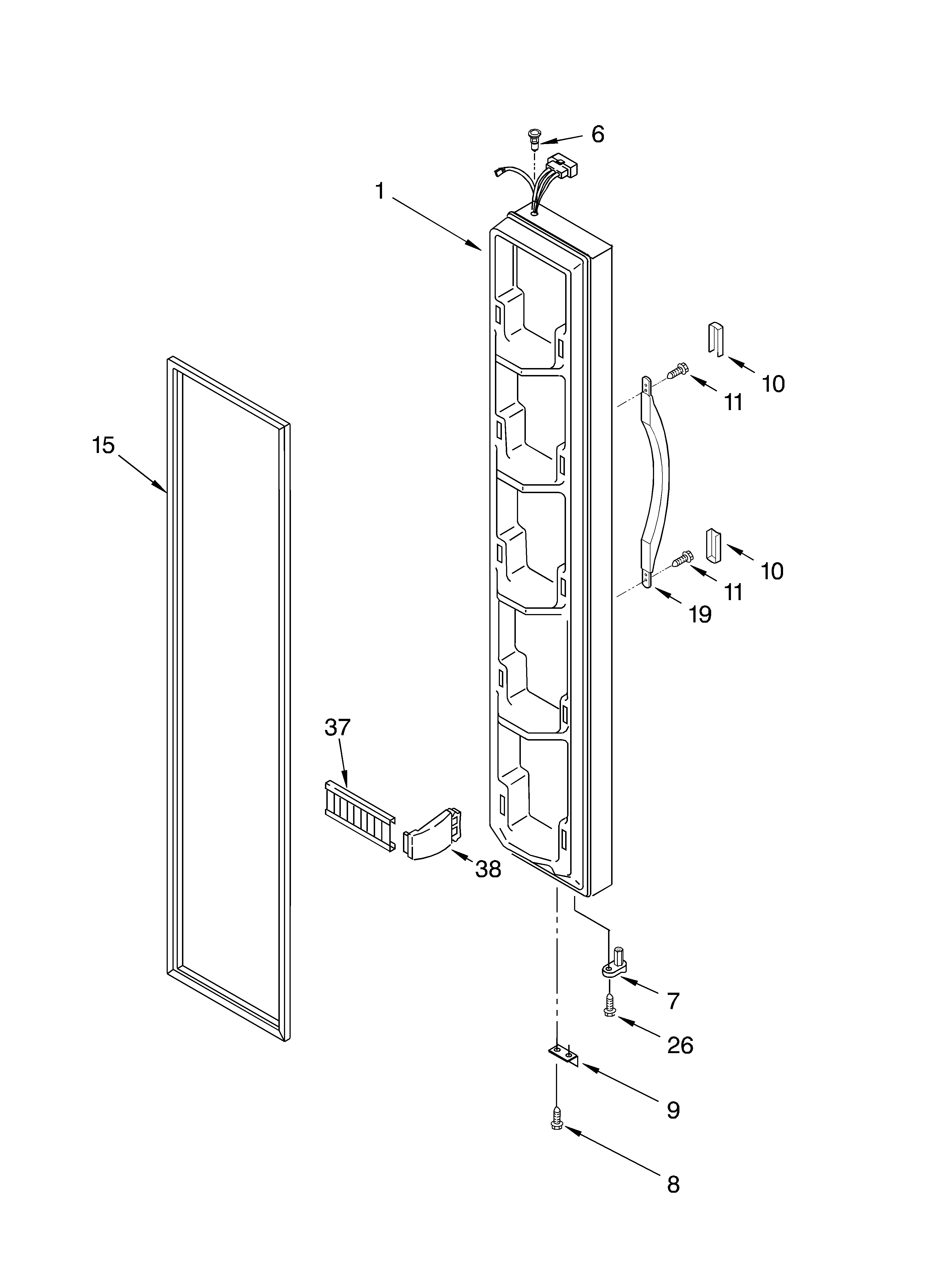 Whirlpool 3XED0FHKKQ00 freezer door diagram
