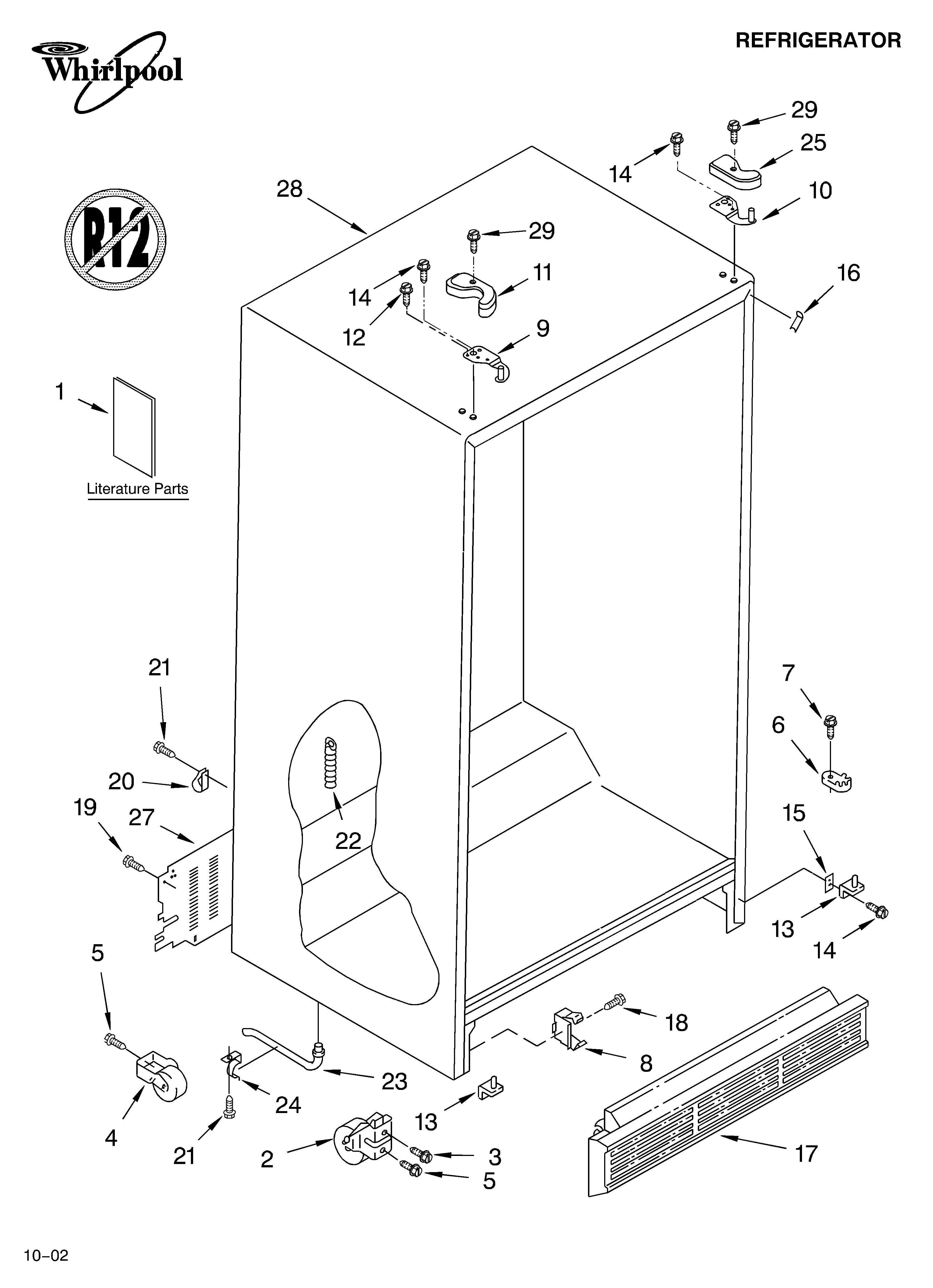 Whirlpool 7ED0GTQXKQ01 cabinet/literature diagram