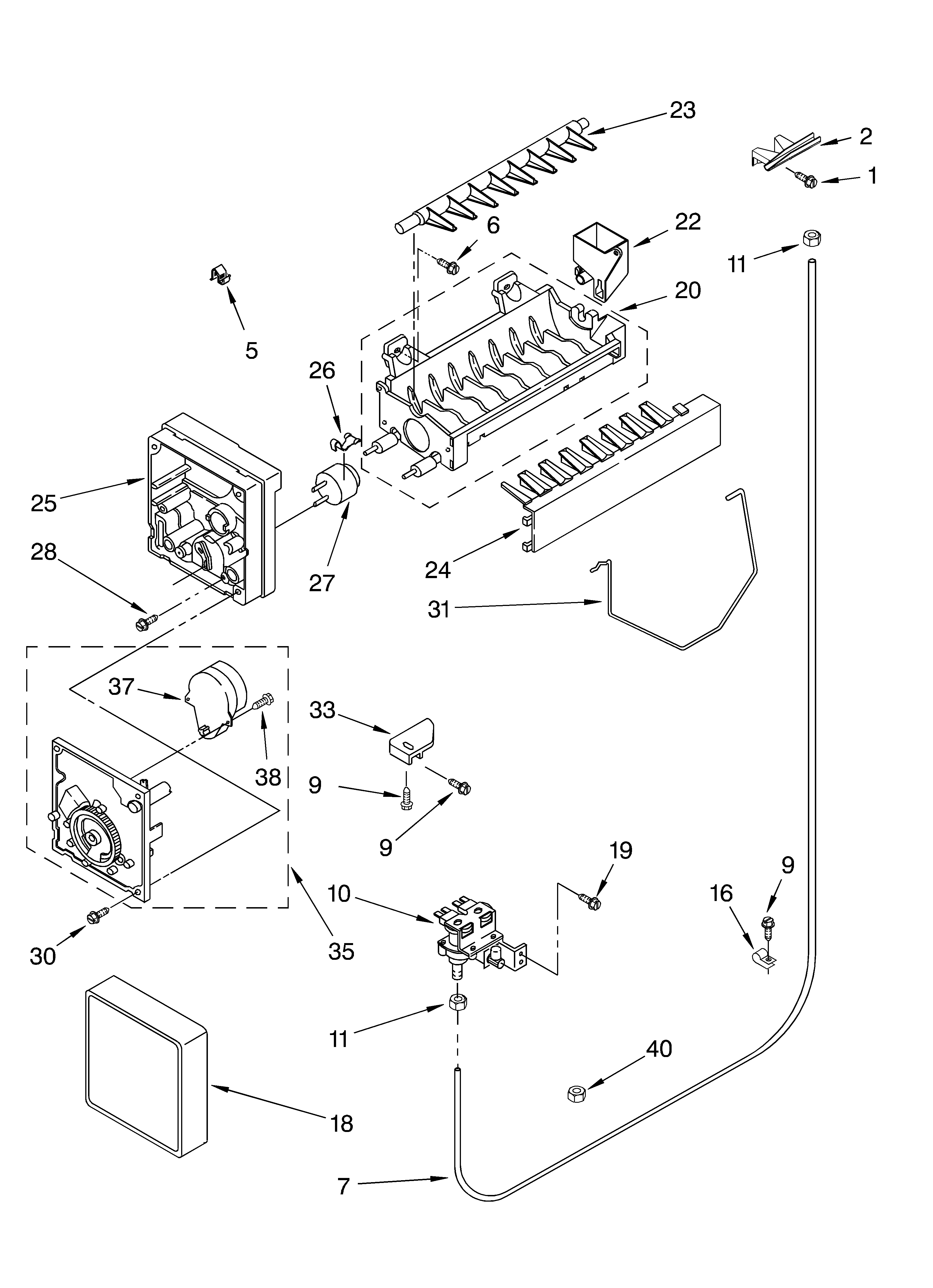 Whirlpool 7ED0GTQXKQ01 icemaker diagram