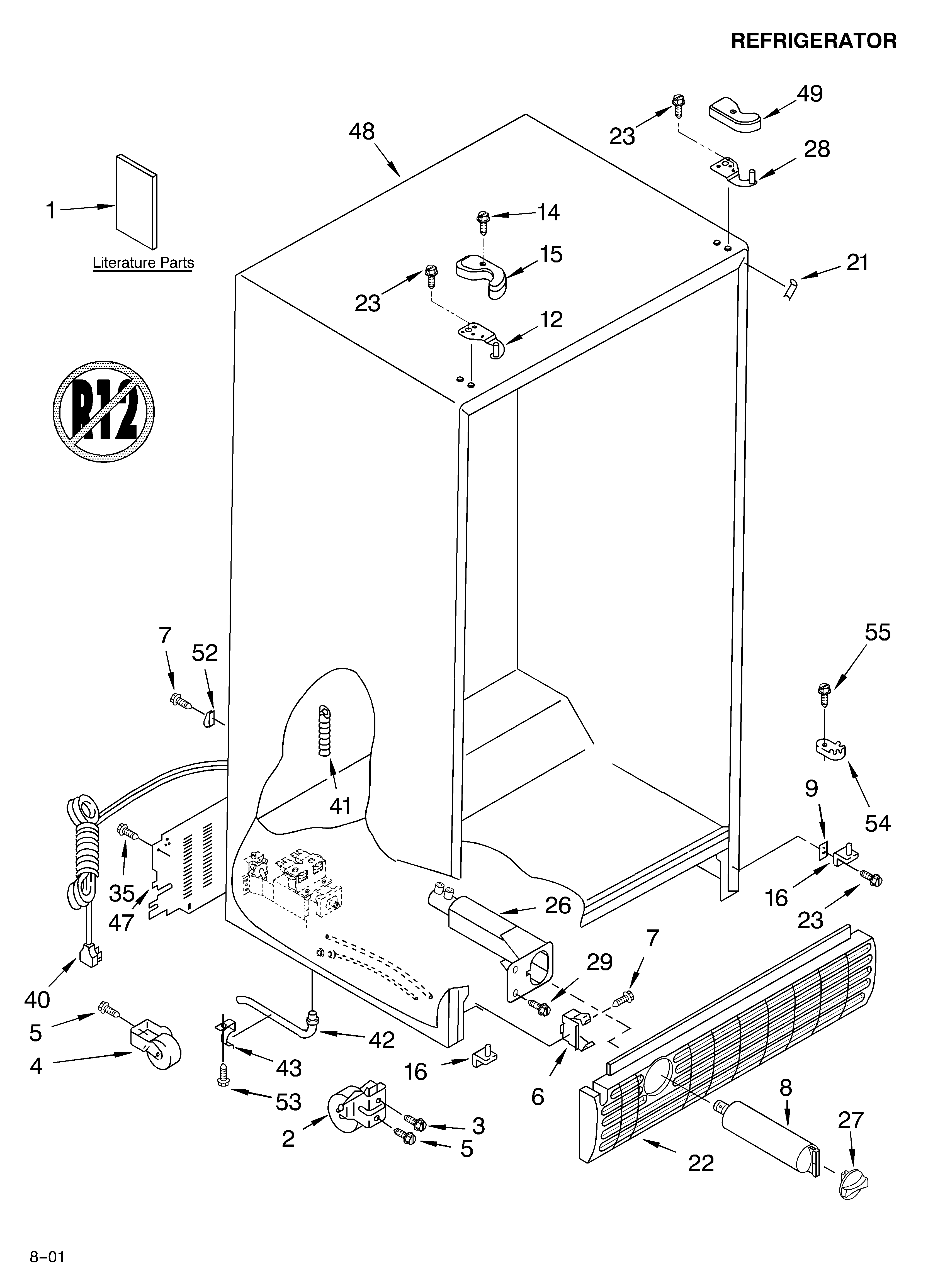 Whirlpool 5VGS7SHGKQ00 cabinet/literature diagram